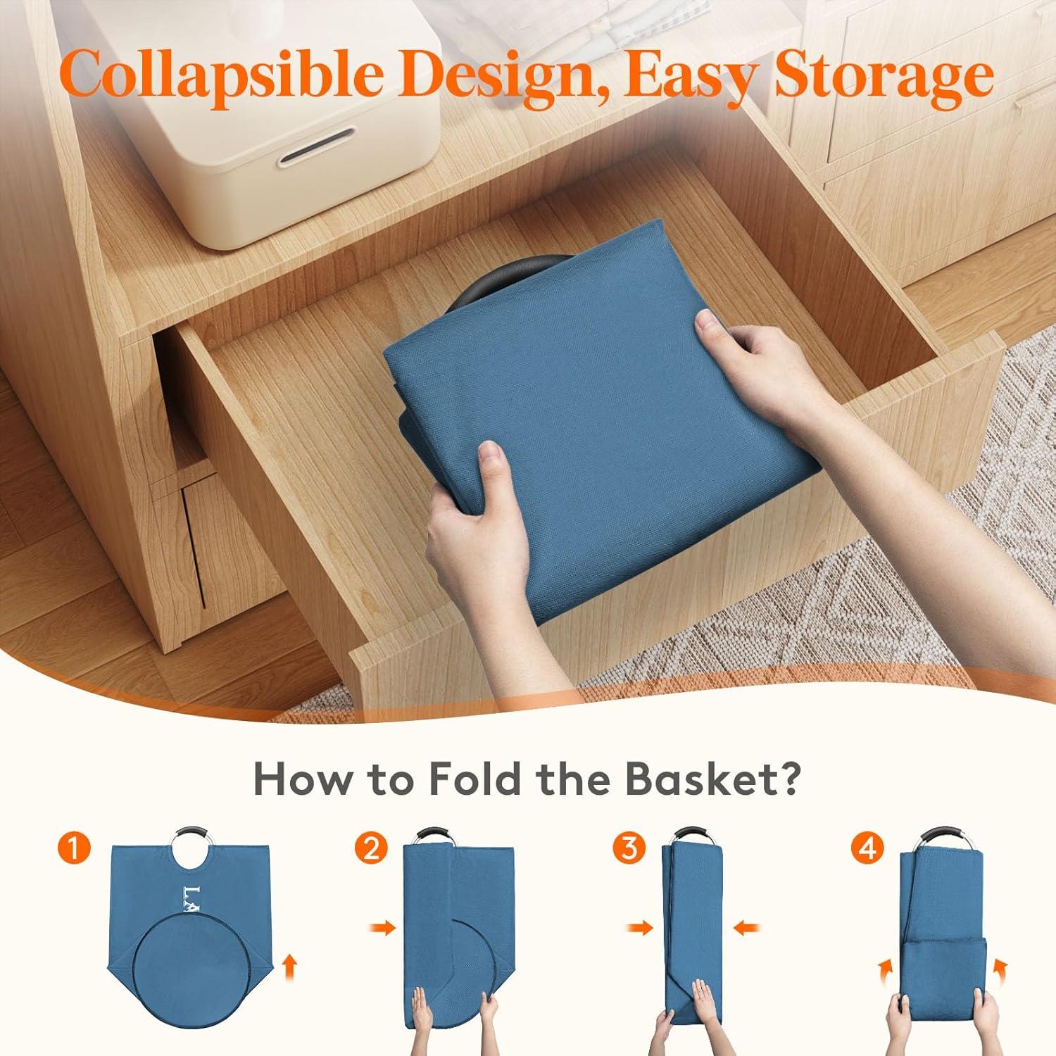 image:imageLifewit 100L 2Pack Large Laundry Basket Collapsible Laundry Hamper with Aluminum Handles Waterproof Freestanding Dirty Clothes Hampers for Laundry Room Bedroom Dorm Bathroom BlackBlue