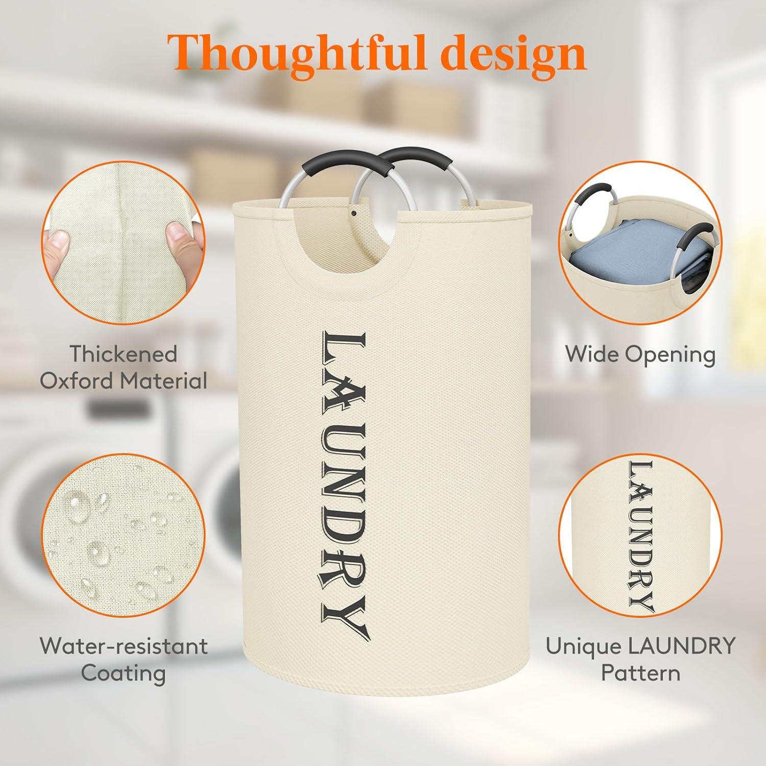 image:imageLifewit 100L 2Pack Large Laundry Basket Collapsible Laundry Hamper with Aluminum Handles Waterproof Freestanding Dirty Clothes Hampers for Laundry Room Bedroom Dorm Bathroom BlackWhite
