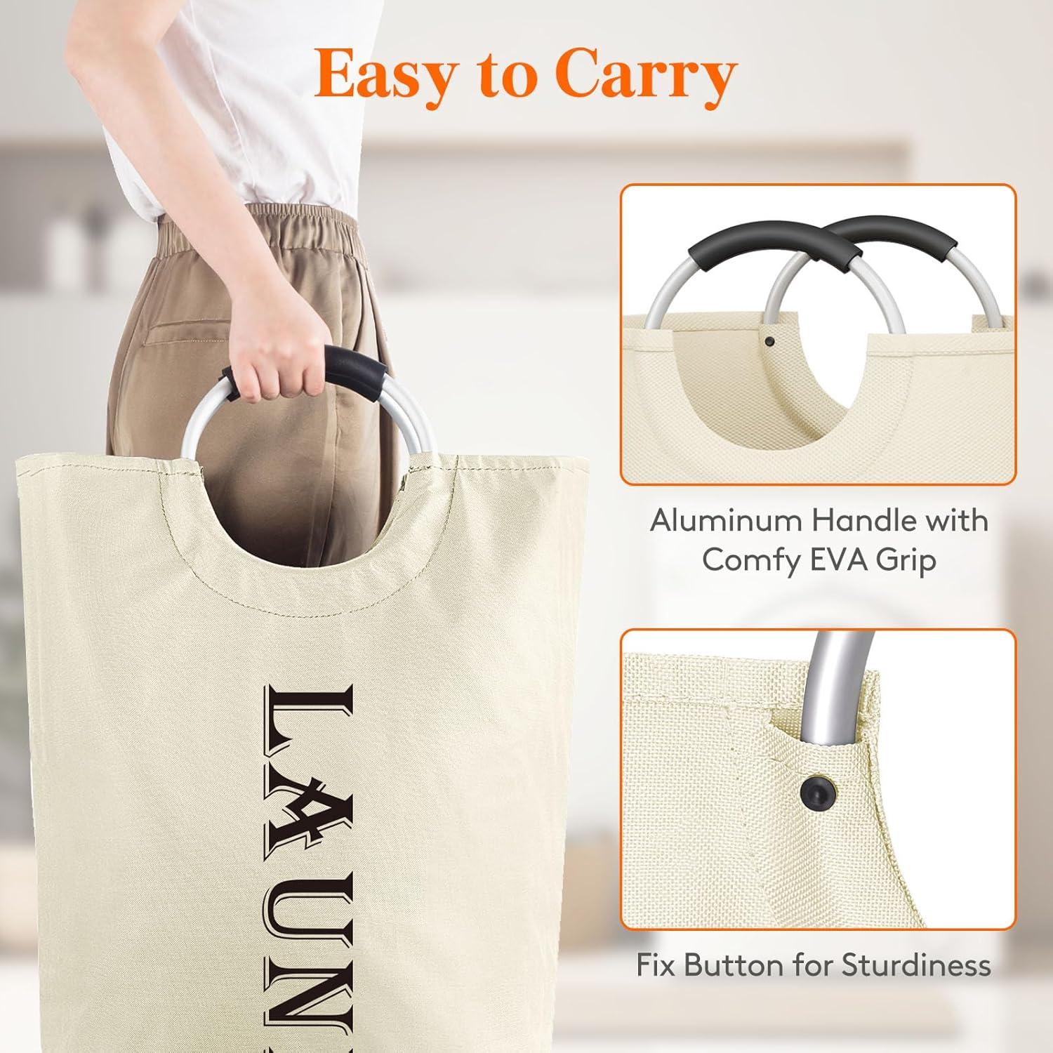 image:imageLifewit 100L 2Pack Large Laundry Basket Collapsible Laundry Hamper with Aluminum Handles Waterproof Freestanding Dirty Clothes Hampers for Laundry Room Bedroom Dorm Bathroom BlackWhite