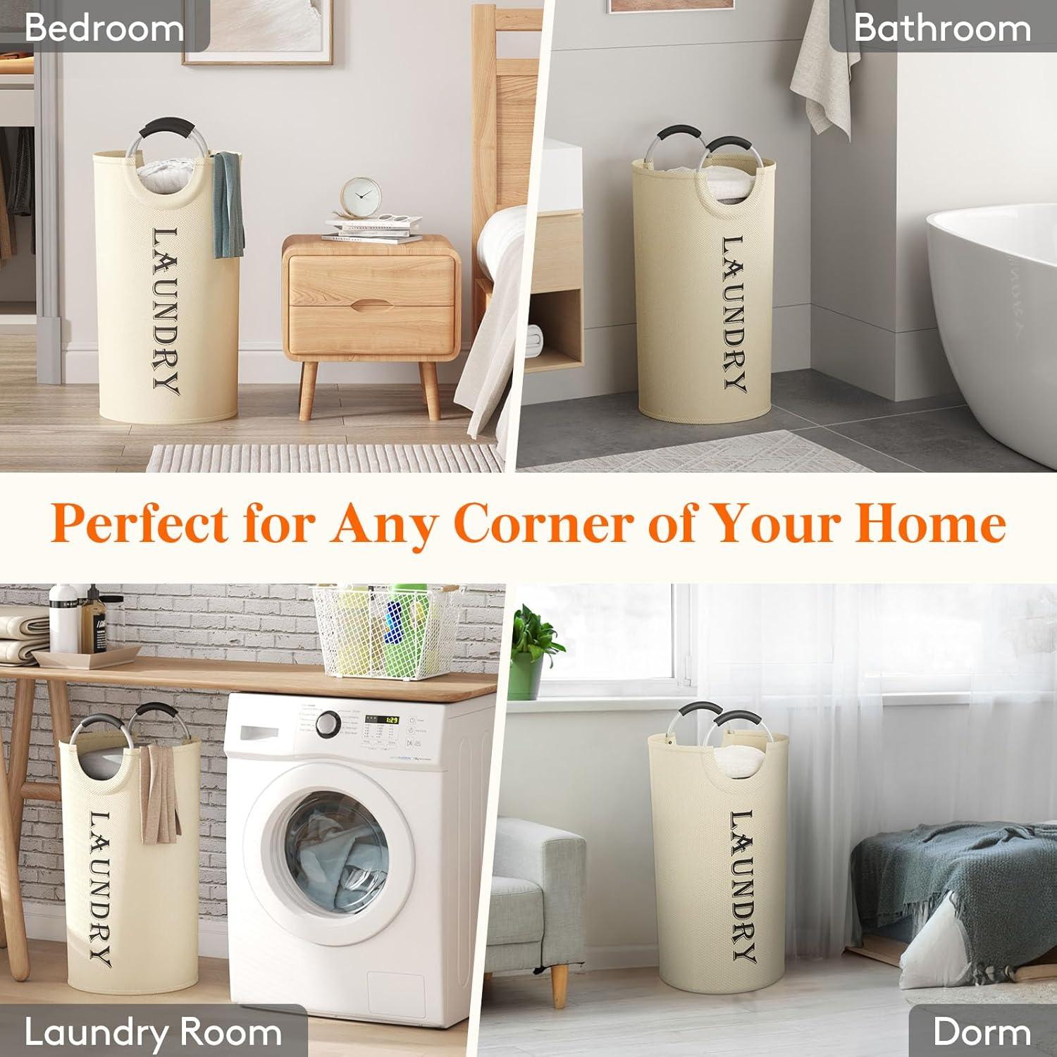 image:imageLifewit 100L 2Pack Large Laundry Basket Collapsible Laundry Hamper with Aluminum Handles Waterproof Freestanding Dirty Clothes Hampers for Laundry Room Bedroom Dorm Bathroom BlackWhite