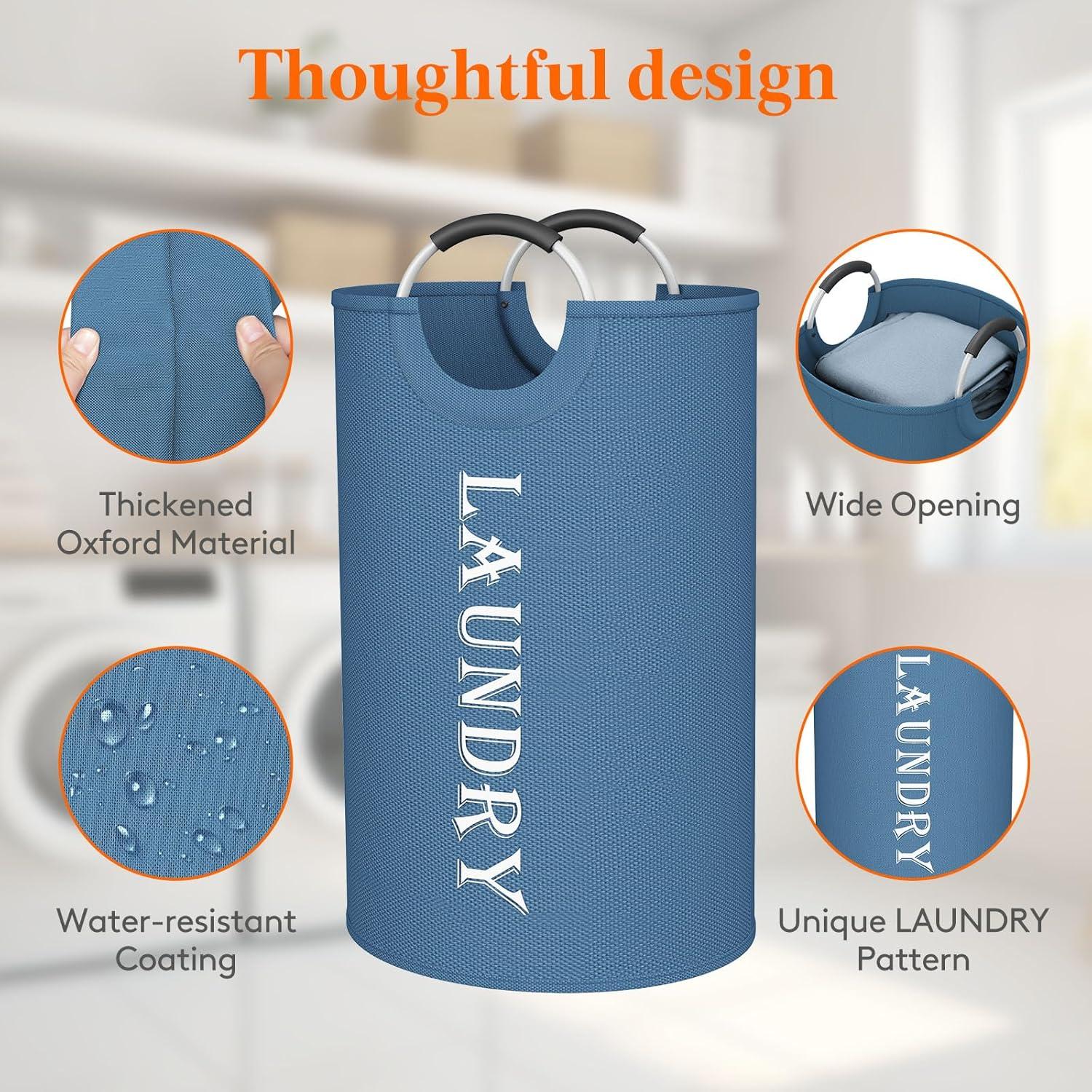 image:imageLifewit 100L 2Pack Large Laundry Basket Collapsible Laundry Hamper with Aluminum Handles Waterproof Freestanding Dirty Clothes Hampers for Laundry Room Bedroom Dorm Bathroom BlackBlue
