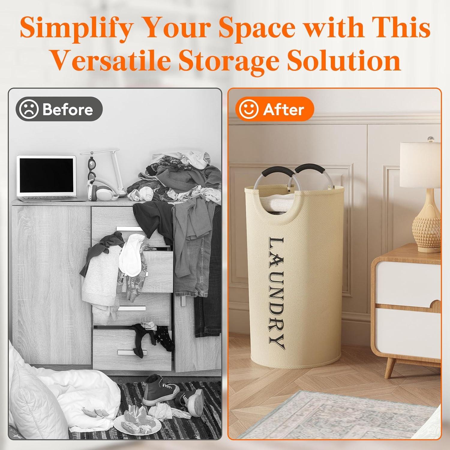 image:imageLifewit 100L 2Pack Large Laundry Basket Collapsible Laundry Hamper with Aluminum Handles Waterproof Freestanding Dirty Clothes Hampers for Laundry Room Bedroom Dorm Bathroom BlackWhite