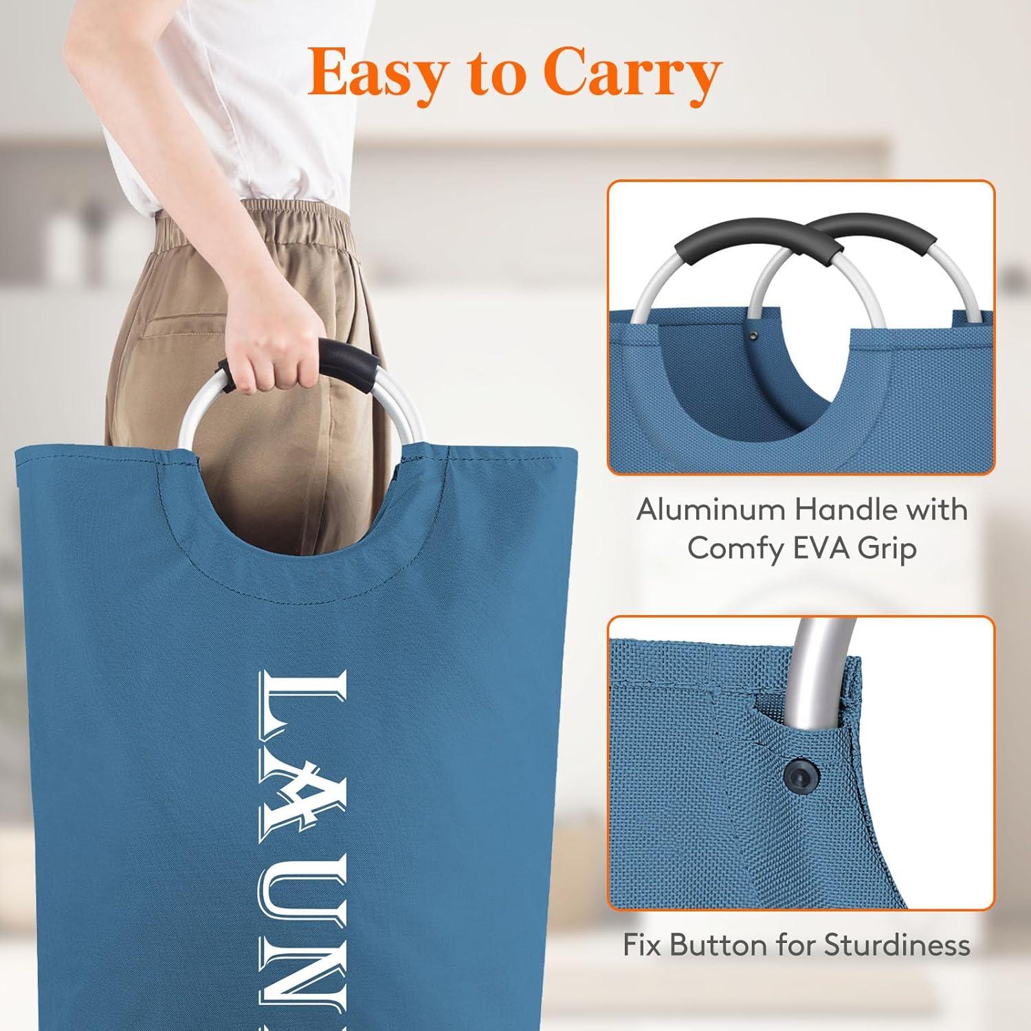 image:imageLifewit 100L 2Pack Large Laundry Basket Collapsible Laundry Hamper with Aluminum Handles Waterproof Freestanding Dirty Clothes Hampers for Laundry Room Bedroom Dorm Bathroom BlackBlue