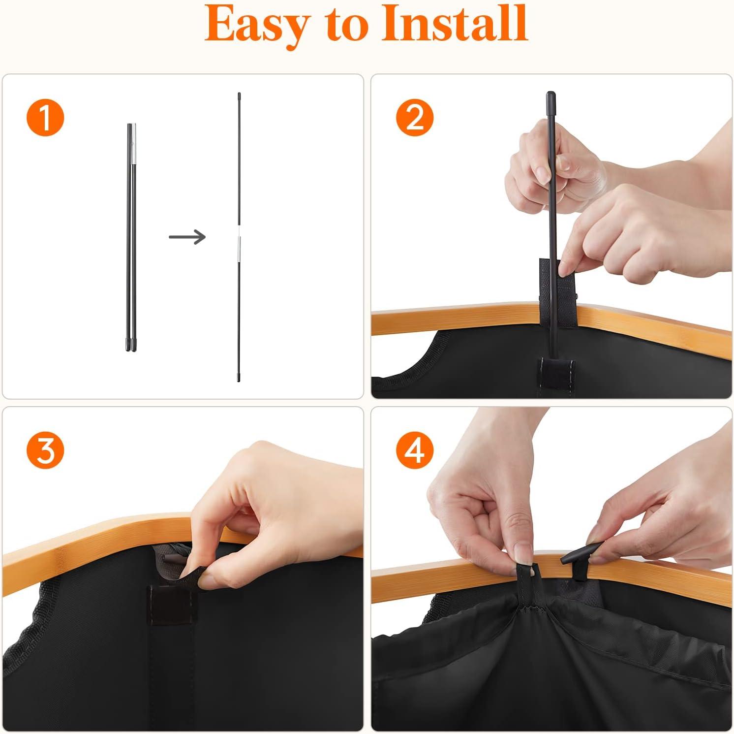 image:imageLifewit 100L Laundry Basket with Lid Clothes Hampers for Laundry with Bamboo Handles and A Removable Bag Large Foldable Laundry Hamper for Bedroom Bathroom Dorm Laundry Room BeigeBlack