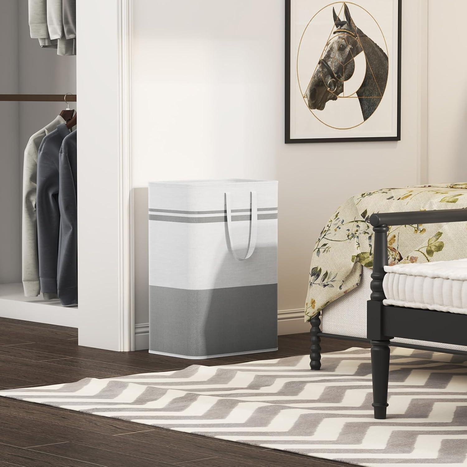 image:imageLifewit 2 Pack 80L Large Freestanding Laundry Hamper Collapsible Laundry Basket with Easy Carry Handles Waterproof Tall Clothes Hamper for Laundry Dorm Bedroom Bathroom GreyWhite2