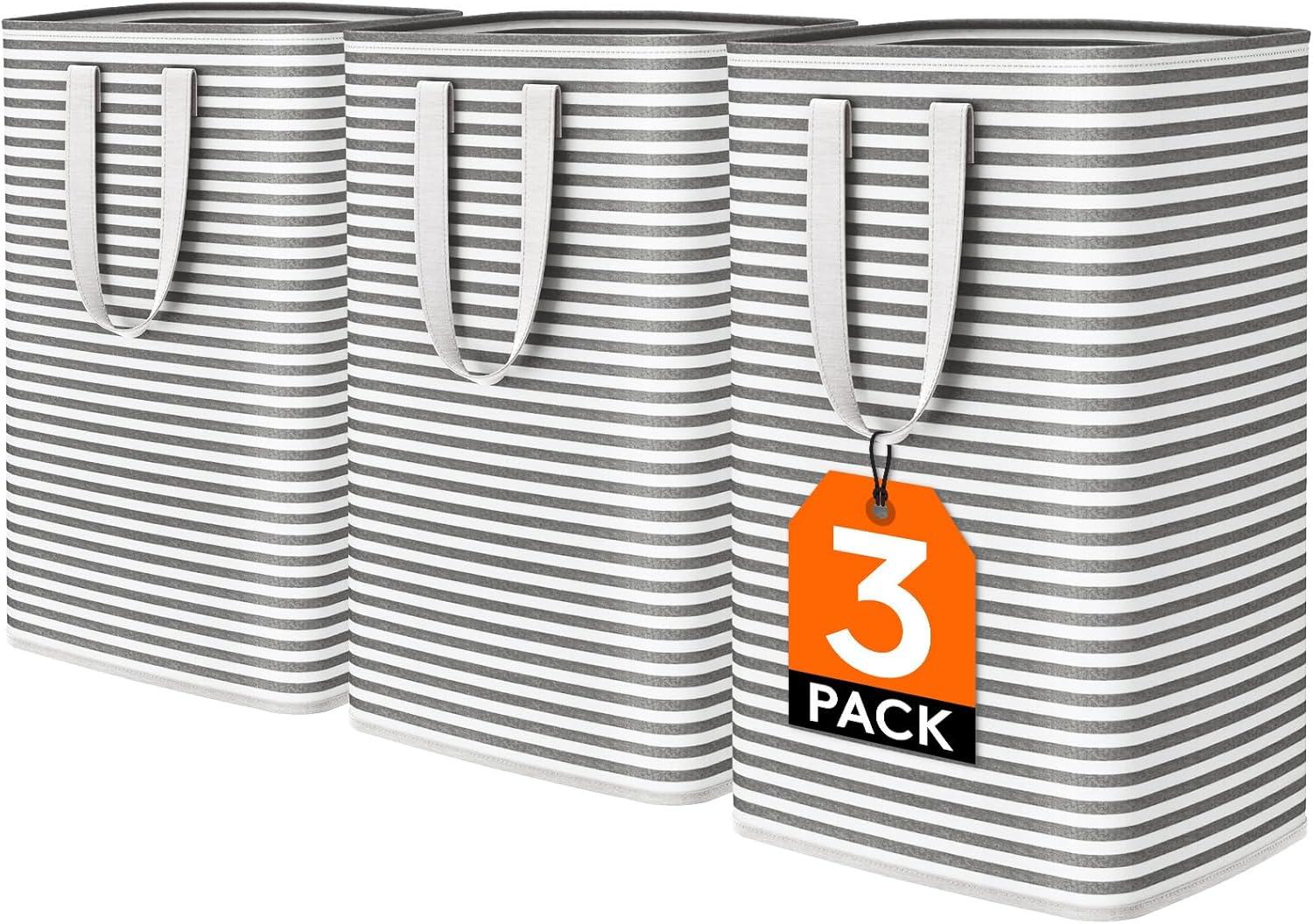 image:imageLifewit 2 Pack Laundry Hamper Large Collapsible Laundry Baskets Freestanding Waterproof Clothes Hamper with Easy Carry Handles in Laundry Room Bedroom Bathroom College Dorm for Adults Grey 2 x 80LBlack