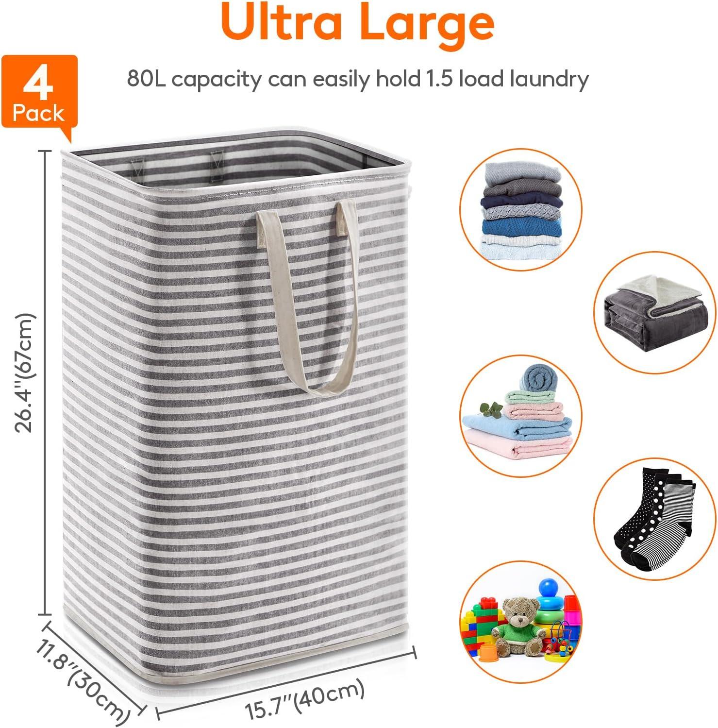 image:imageLifewit 2 Pack Laundry Hamper Large Collapsible Laundry Baskets Freestanding Waterproof Clothes Hamper with Easy Carry Handles in Laundry Room Bedroom Bathroom College Dorm for Adults Grey 2 x 80LBlack