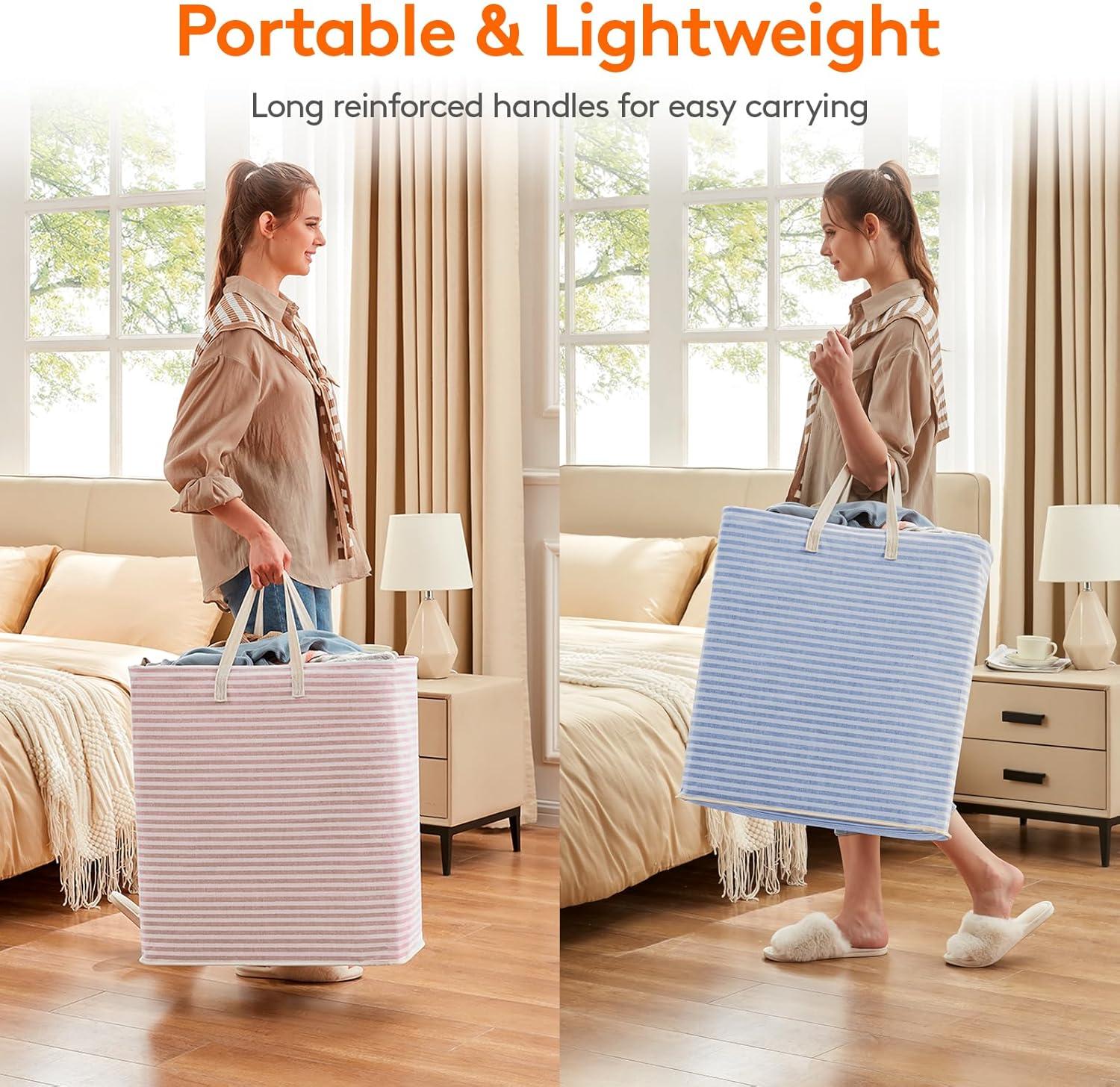 image:imageLifewit 2 Pack Laundry Hamper Large Collapsible Laundry Baskets Freestanding Waterproof Clothes Hamper with Easy Carry Handles in Laundry Room Bedroom Bathroom College Dorm for Adults Grey 2 x 80LBluePink