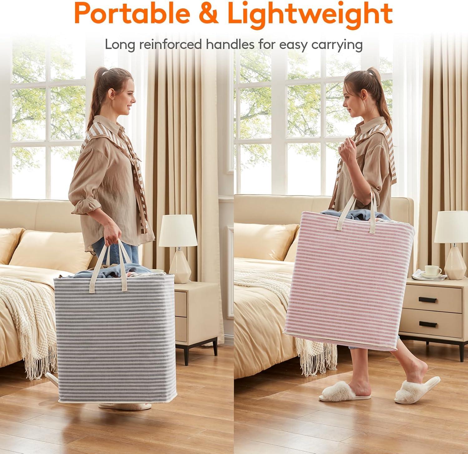 image:imageLifewit 2 Pack Laundry Hamper Large Collapsible Laundry Baskets Freestanding Waterproof Clothes Hamper with Easy Carry Handles in Laundry Room Bedroom Bathroom College Dorm for Adults Grey 2 x 80LGreyPink