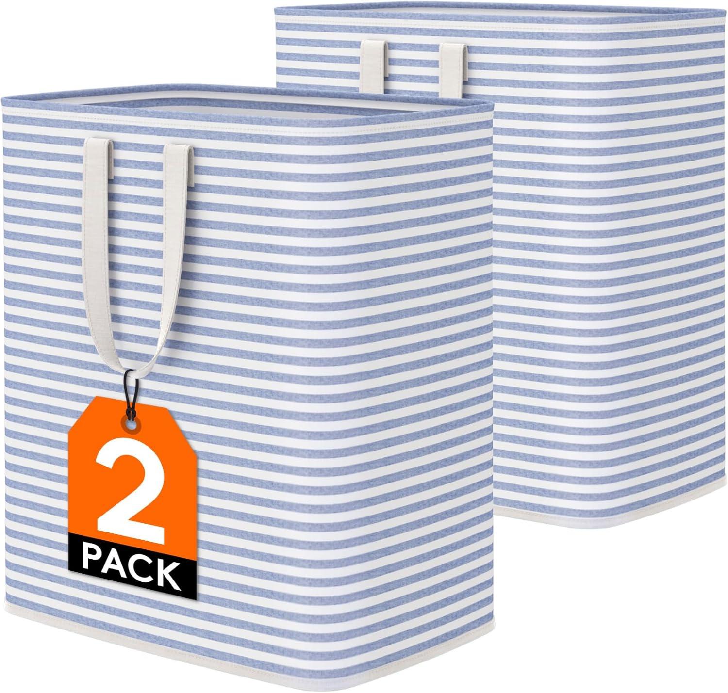 image:imageLifewit 2 Pack Laundry Hamper Large Collapsible Laundry Baskets Freestanding Waterproof Clothes Hamper with Easy Carry Handles in Laundry Room Bedroom Bathroom College Dorm for Adults Grey 2 x 80LBlue