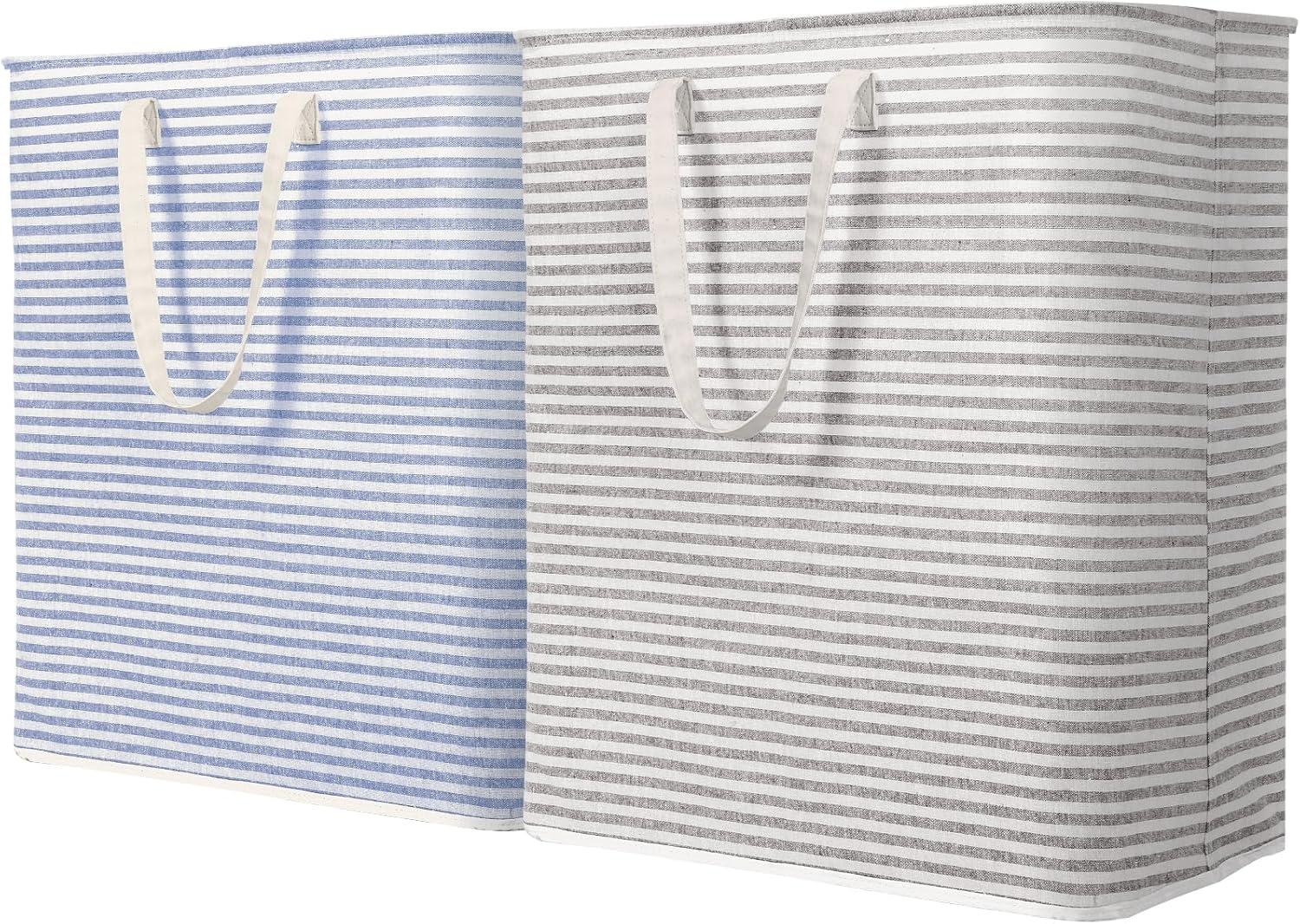 image:imageLifewit 2 Pack Laundry Hamper Large Collapsible Laundry Baskets Freestanding Waterproof Clothes Hamper with Easy Carry Handles in Laundry Room Bedroom Bathroom College Dorm for Adults Grey 2 x 80LGreyBlue