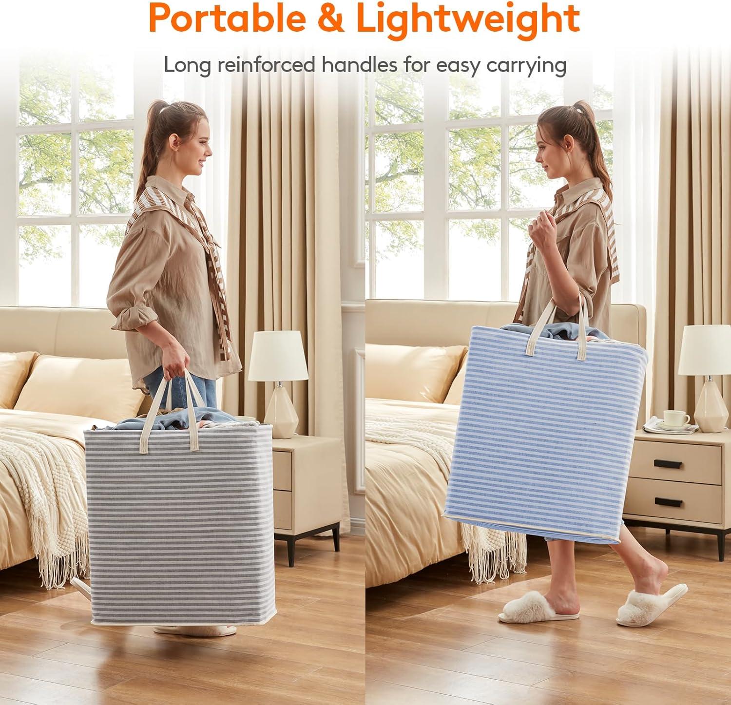 image:imageLifewit 2 Pack Laundry Hamper Large Collapsible Laundry Baskets Freestanding Waterproof Clothes Hamper with Easy Carry Handles in Laundry Room Bedroom Bathroom College Dorm for Adults Grey 2 x 80LGreyBlue