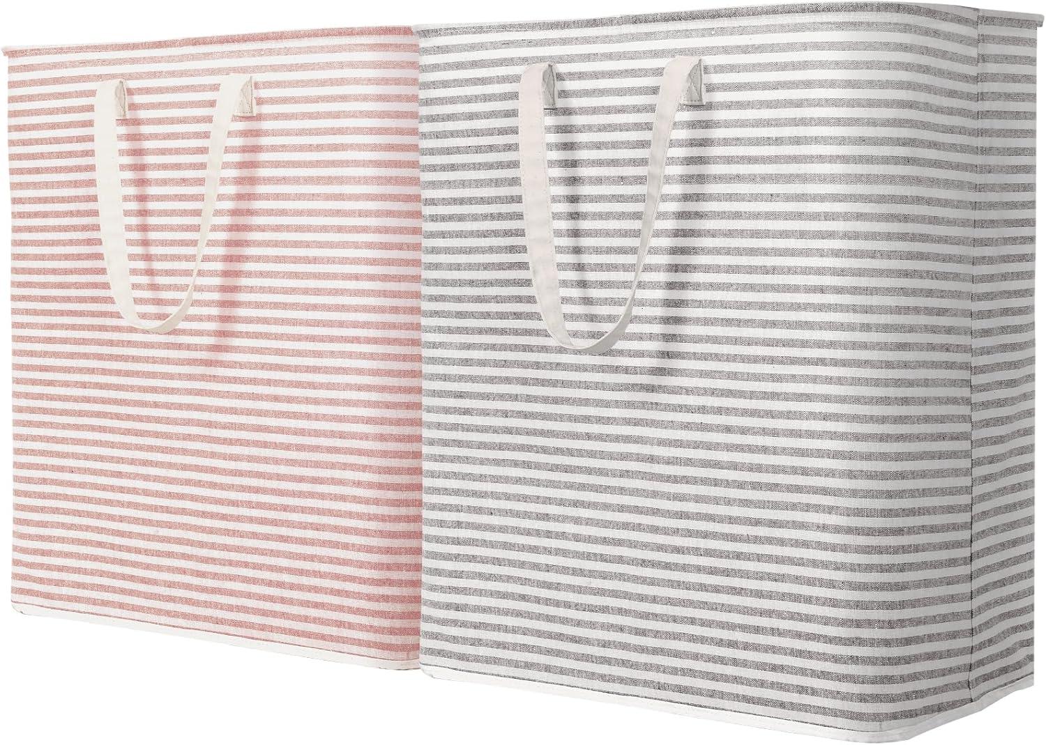 image:imageLifewit 2 Pack Laundry Hamper Large Collapsible Laundry Baskets Freestanding Waterproof Clothes Hamper with Easy Carry Handles in Laundry Room Bedroom Bathroom College Dorm for Adults Grey 2 x 80LGreyPink
