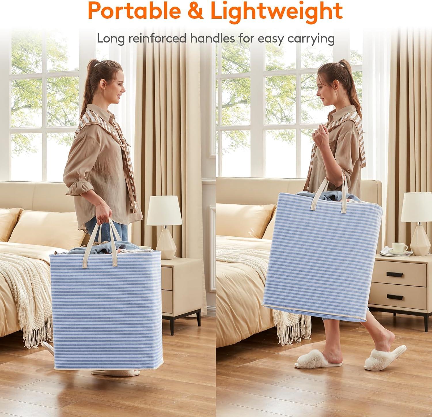 image:imageLifewit 2 Pack Laundry Hamper Large Collapsible Laundry Baskets Freestanding Waterproof Clothes Hamper with Easy Carry Handles in Laundry Room Bedroom Bathroom College Dorm for Adults Grey 2 x 80LBlue