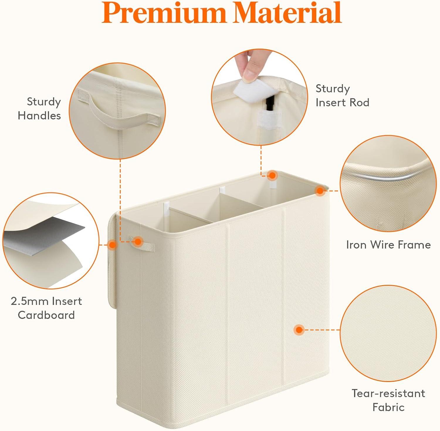image:imageLifewit Double Laundry Hamper with Lid and Removable Laundry Bags Large Collapsible 2 Dividers Dirty Clothes Basket with Handles for Bedroom Laundry Room Closet Bathroom College 136L GrayWhite