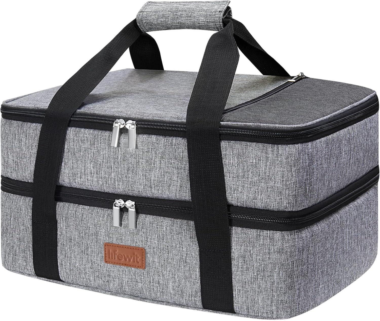 image:imageLifewit Insulated Single Decker Casserole Carrier for Hot or Cold Food Casserole Dish Carrying Case Lasagna Holder for Potluck Parties Picnic and Cookouts Fits 9x13 Baking Dish GreyGrey