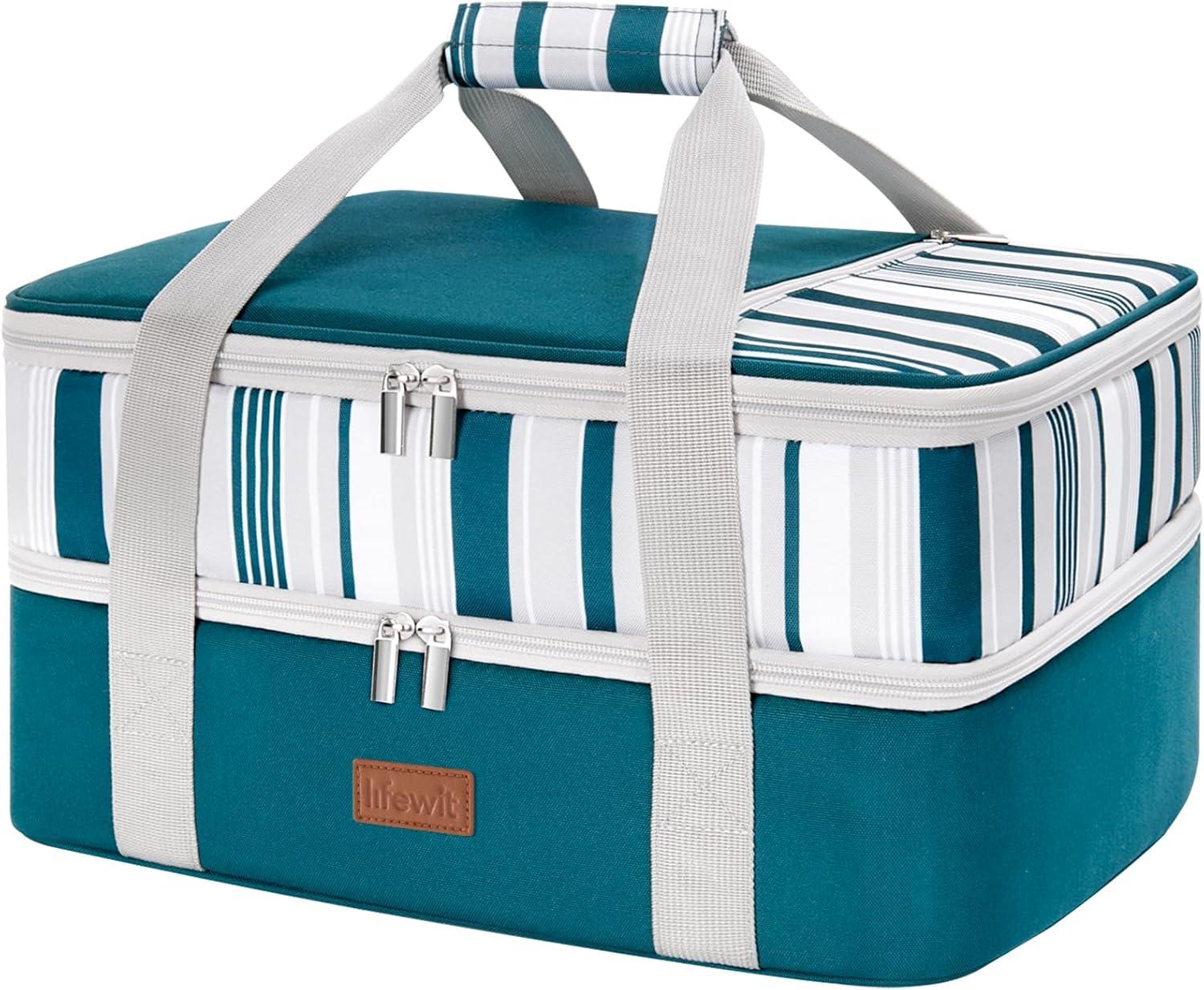 image:imageLifewit Insulated Single Decker Casserole Carrier for Hot or Cold Food Casserole Dish Carrying Case Lasagna Holder for Potluck Parties Picnic and Cookouts Fits 9x13 Baking Dish GreyGreen
