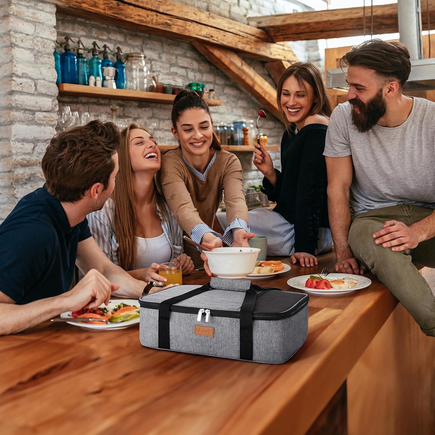 image:imageLifewit Insulated Single Decker Casserole Carrier for Hot or Cold Food Casserole Dish Carrying Case Lasagna Holder for Potluck Parties Picnic and Cookouts Fits 9x13 Baking Dish GreyGrey