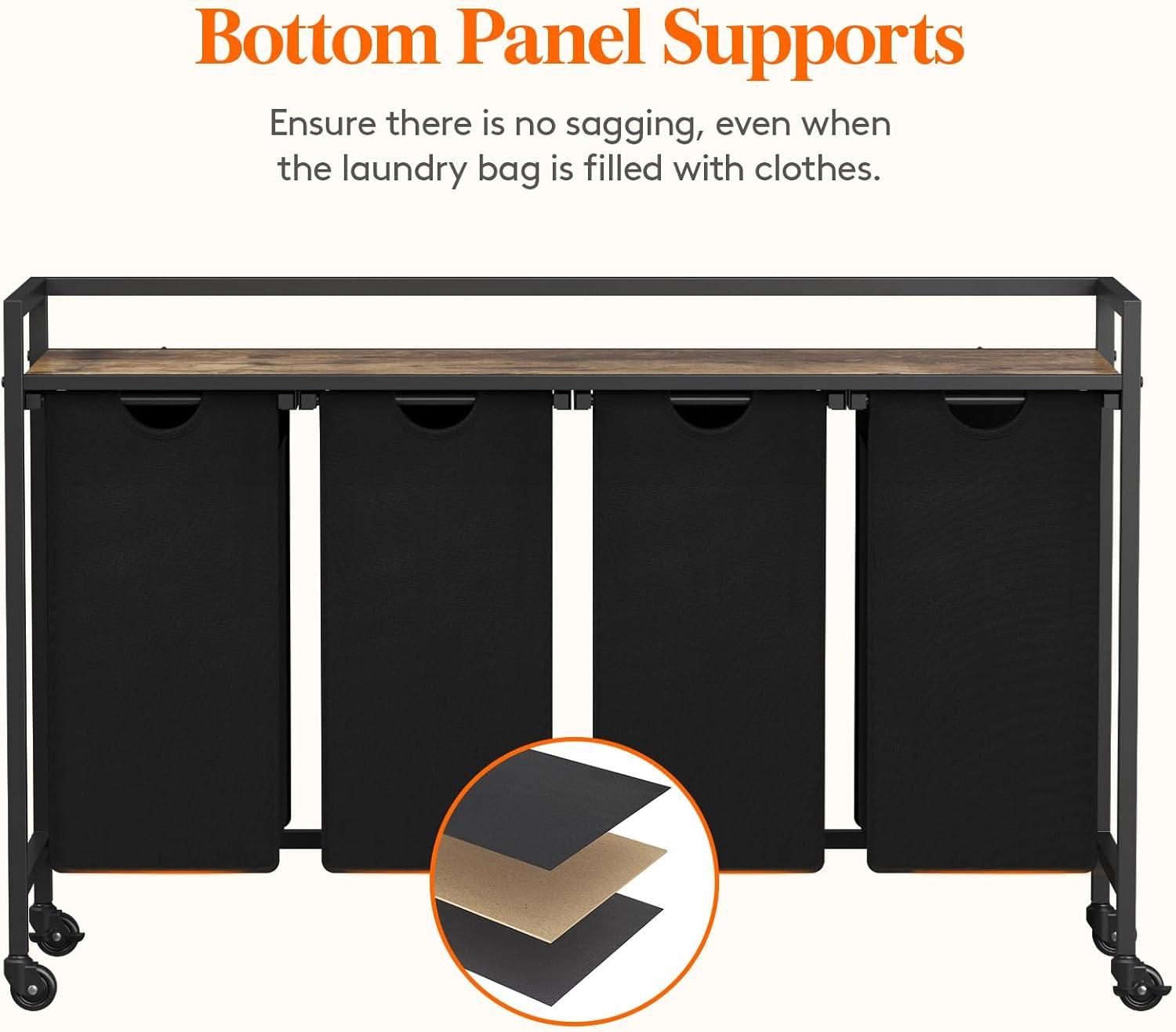 image:imageLifewit Laundry Hamper 4 Section 168L Pull out Laundry Clothes Basket Organizer with Large Top Shelf and 4 Removable Bags and Handles Laundry Sorter for Laundry Room Bedroom Bathroom BlackBlack