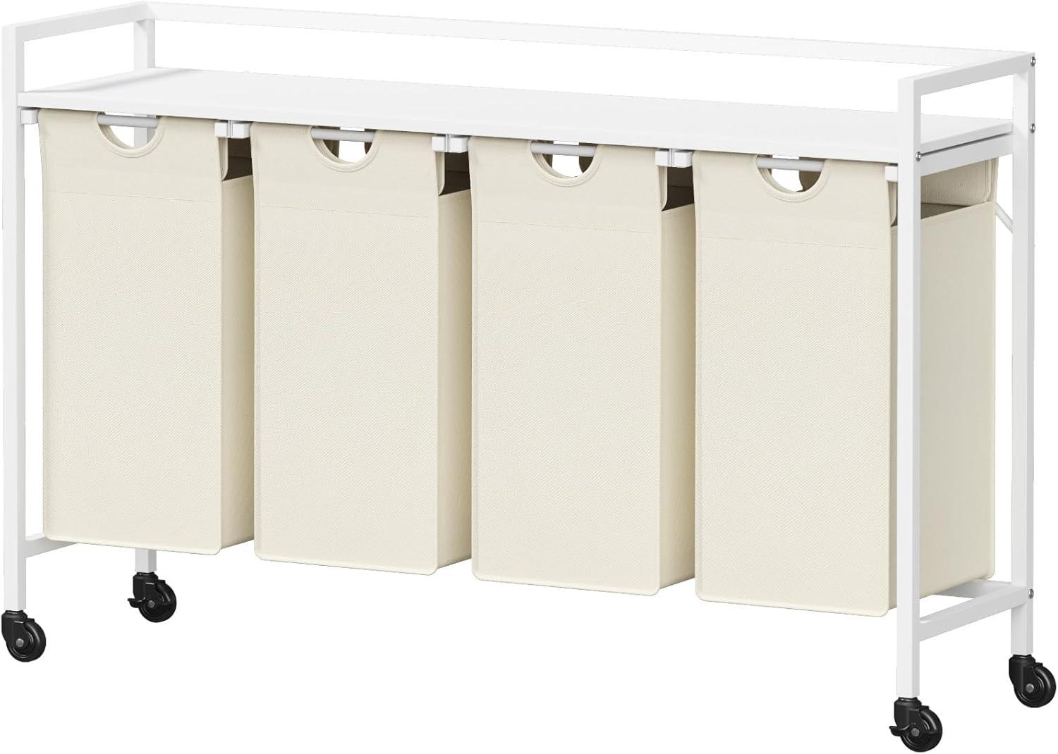 image:imageLifewit Laundry Hamper 4 Section 168L Pull out Laundry Clothes Basket Organizer with Large Top Shelf and 4 Removable Bags and Handles Laundry Sorter for Laundry Room Bedroom Bathroom BlackWhite