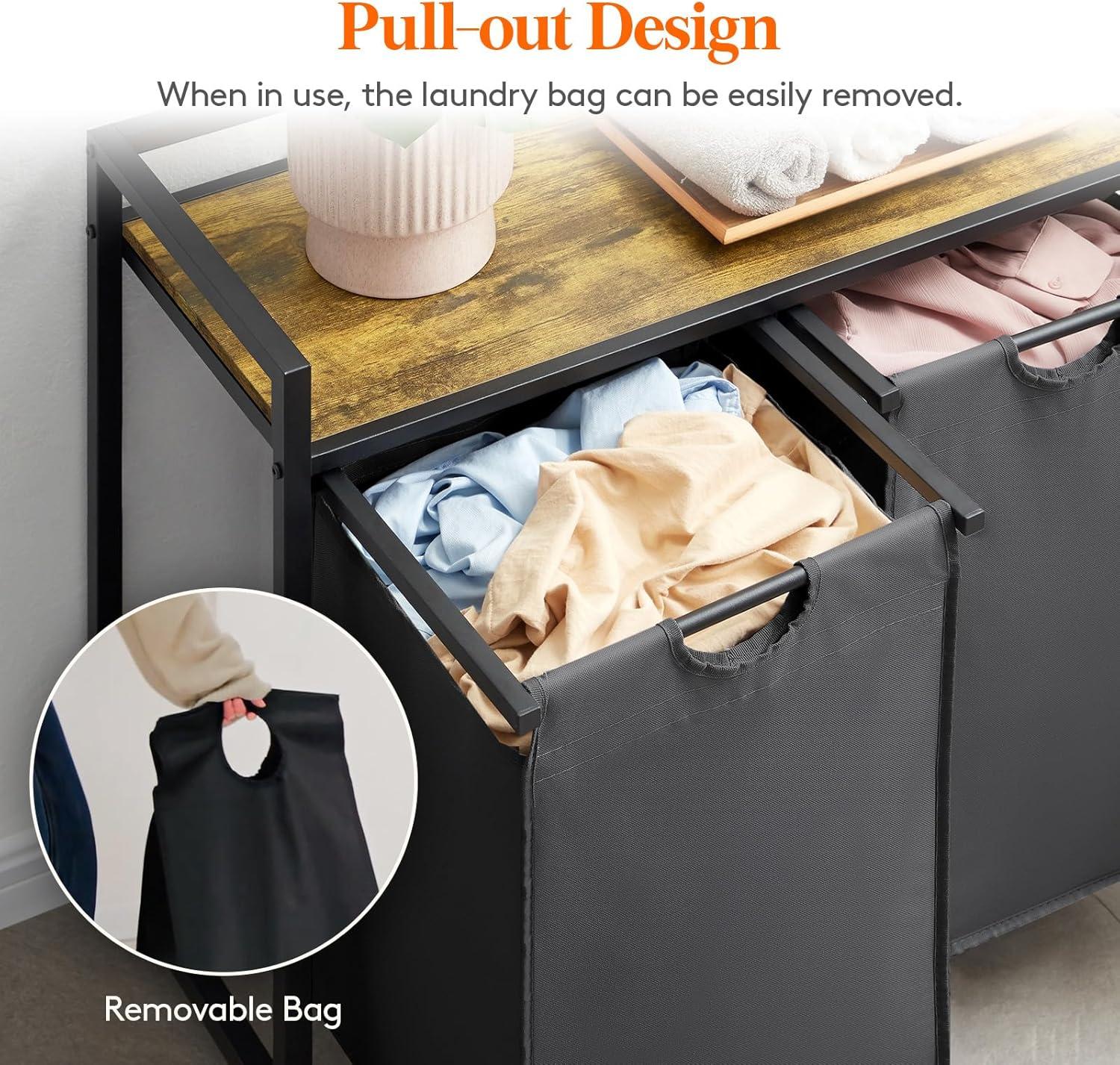 image:imageLifewit Laundry Hamper 4 Section 168L Pull out Laundry Clothes Basket Organizer with Large Top Shelf and 4 Removable Bags and Handles Laundry Sorter for Laundry Room Bedroom Bathroom BlackBlack