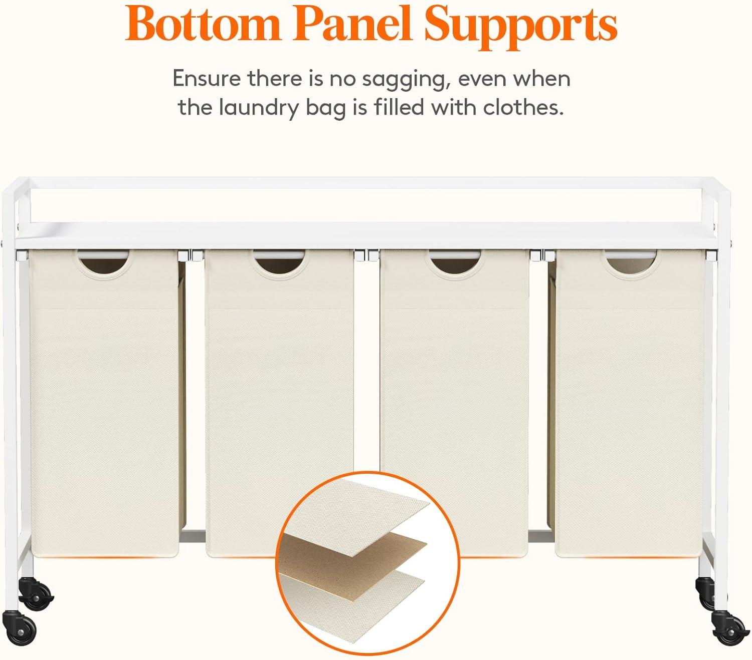 image:imageLifewit Laundry Hamper 4 Section 168L Pull out Laundry Clothes Basket Organizer with Large Top Shelf and 4 Removable Bags and Handles Laundry Sorter for Laundry Room Bedroom Bathroom BlackWhite