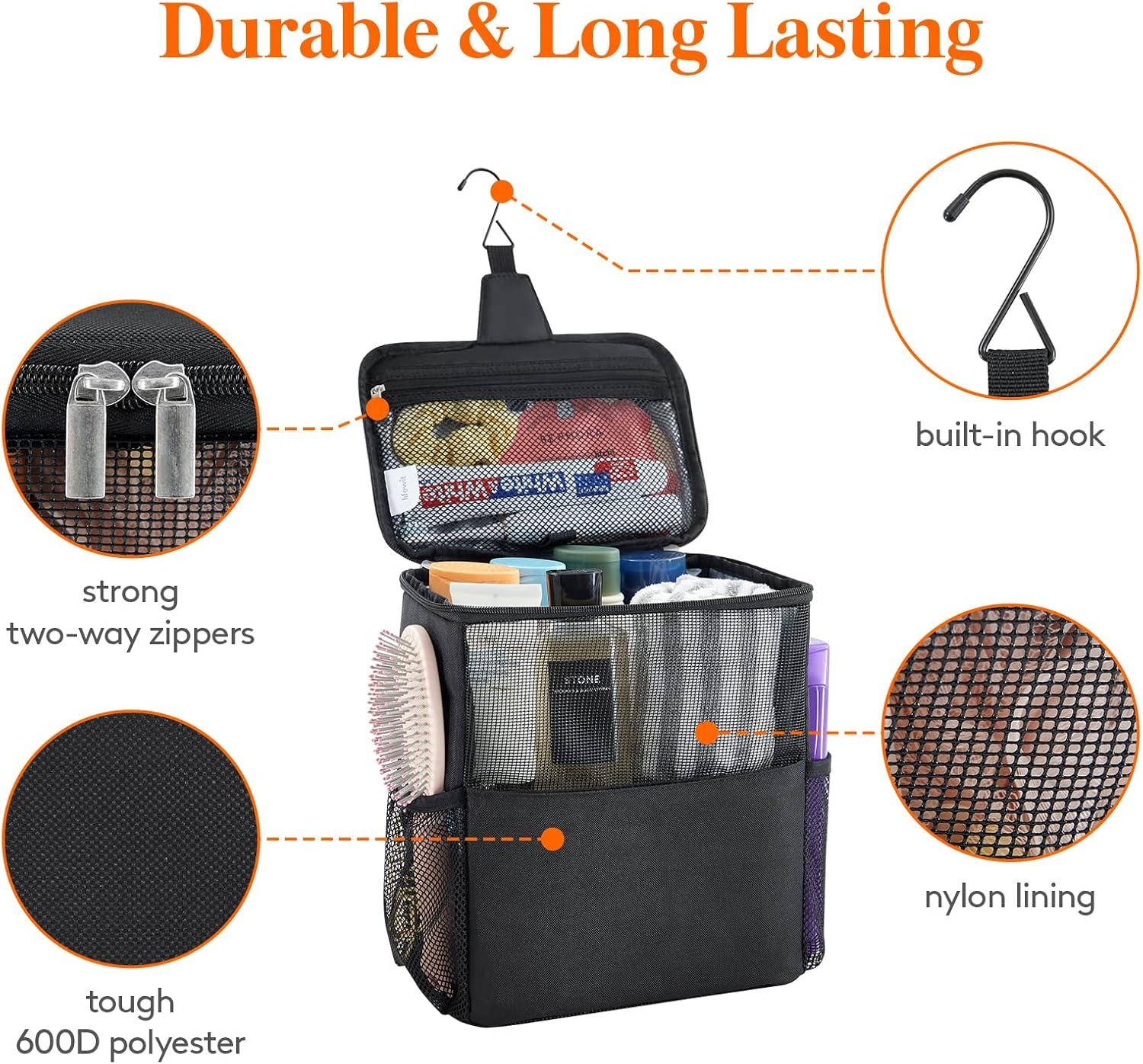 image:imageLifewit Mesh Shower Caddy Bag Portable for College Dorm Room Essentials Hanging Organizer Basket Quick Dry Tote Bag for Camping Bathroom Beach Travel Medium BlackBlack