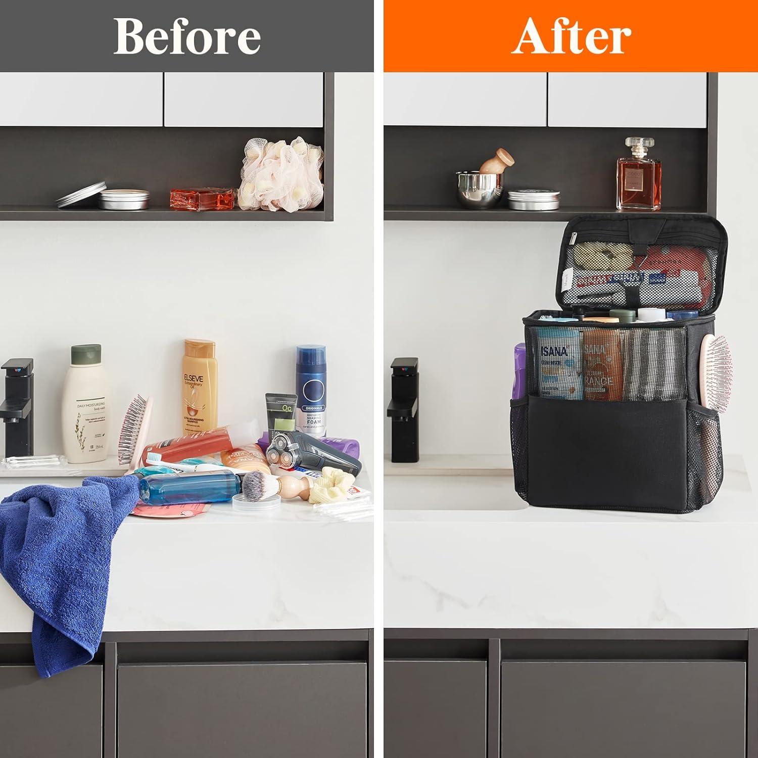 image:imageLifewit Mesh Shower Caddy Bag Portable for College Dorm Room Essentials Hanging Organizer Basket Quick Dry Tote Bag for Camping Bathroom Beach Travel Medium BlackBlack