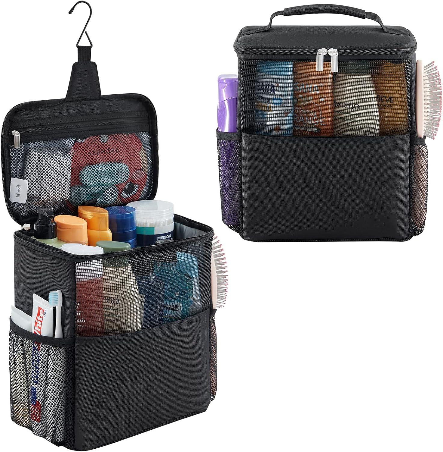 image:imageLifewit Mesh Shower Caddy Bag Portable for College Dorm Room Essentials Hanging Organizer Basket Quick Dry Tote Bag for Camping Bathroom Beach Travel Medium BlackBlack