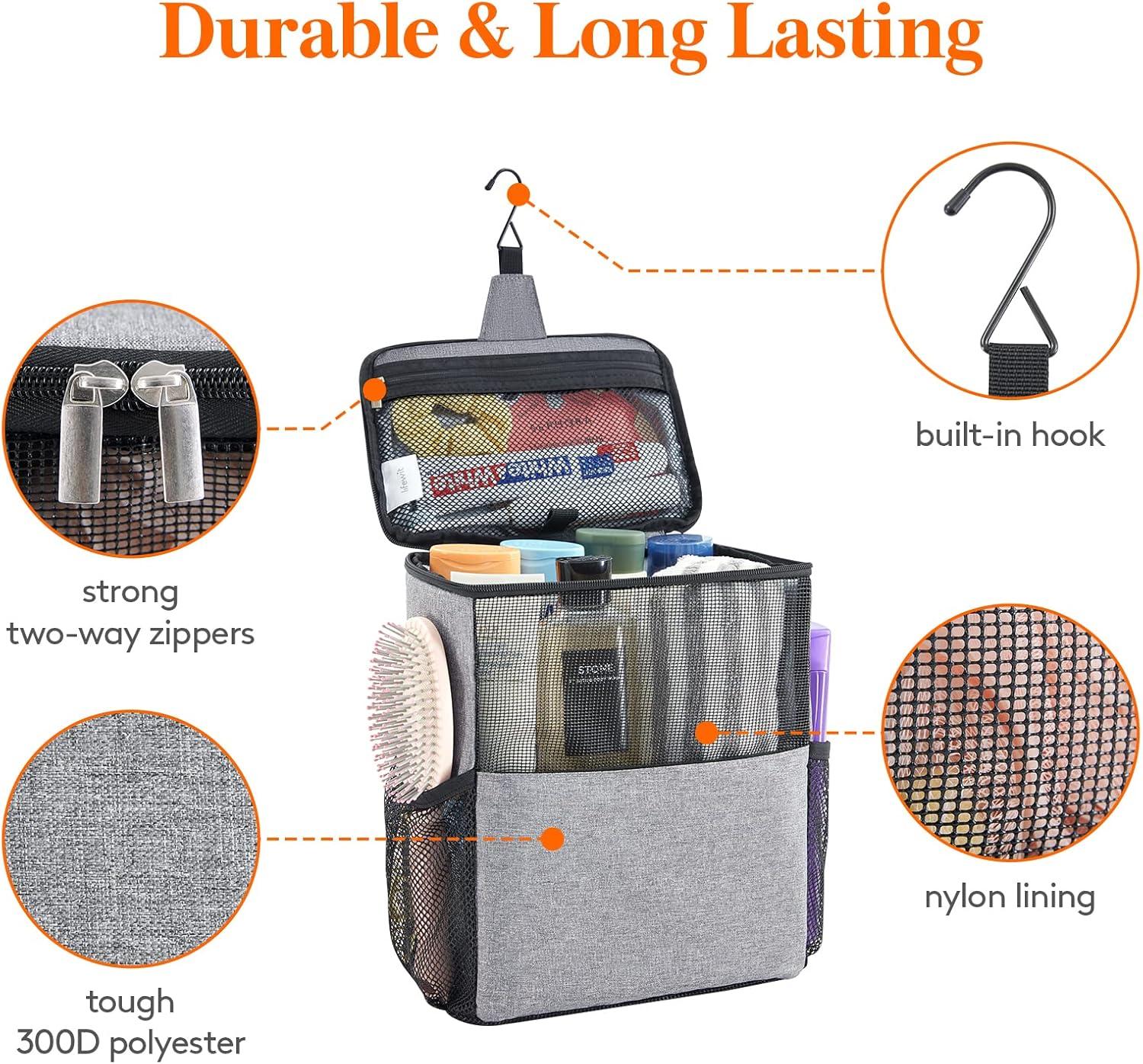 image:imageLifewit Mesh Shower Caddy Bag Portable for College Dorm Room Essentials Hanging Organizer Basket Quick Dry Tote Bag for Camping Bathroom Beach Travel Medium BlackGrey