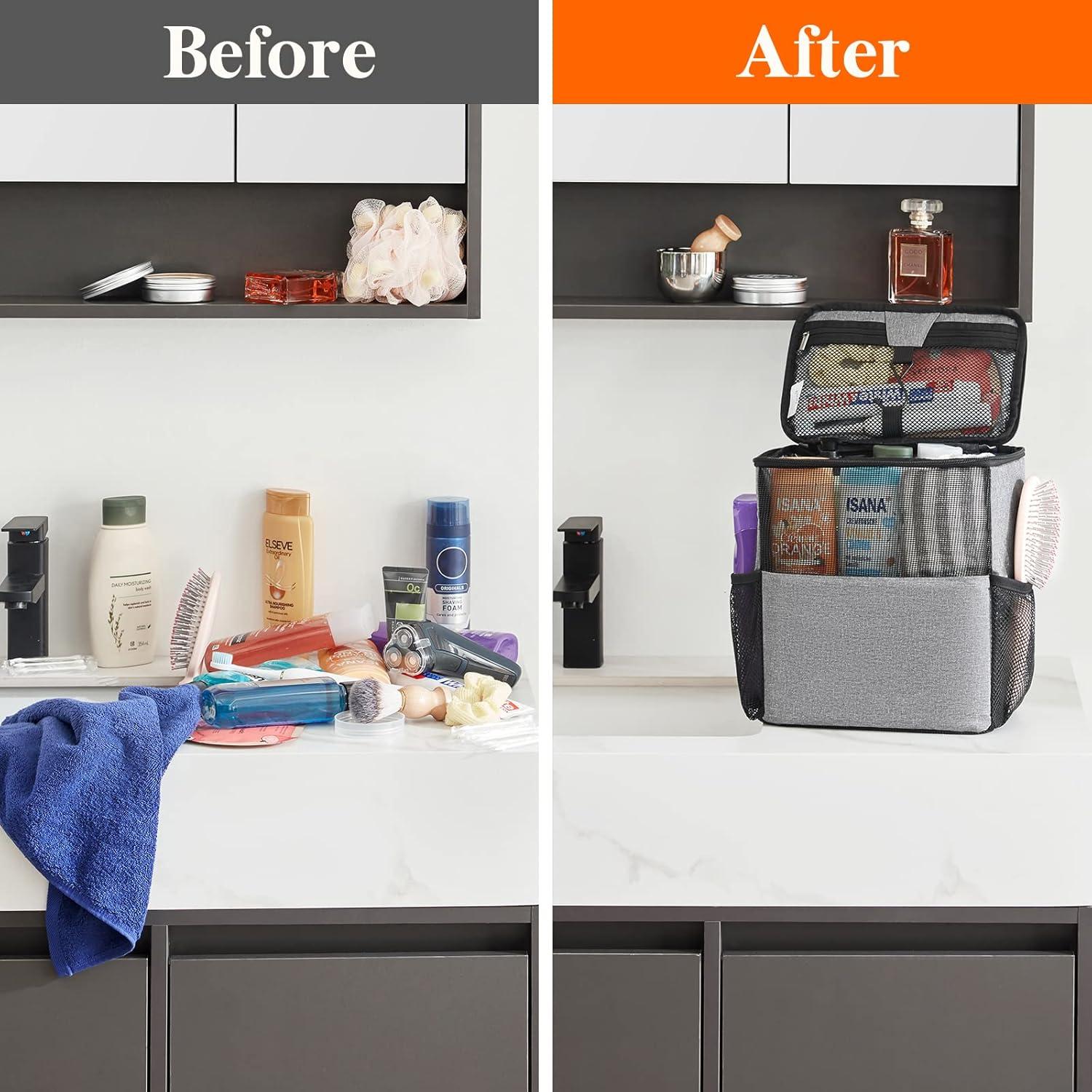 image:imageLifewit Mesh Shower Caddy Bag Portable for College Dorm Room Essentials Hanging Organizer Basket Quick Dry Tote Bag for Camping Bathroom Beach Travel Medium BlackGrey