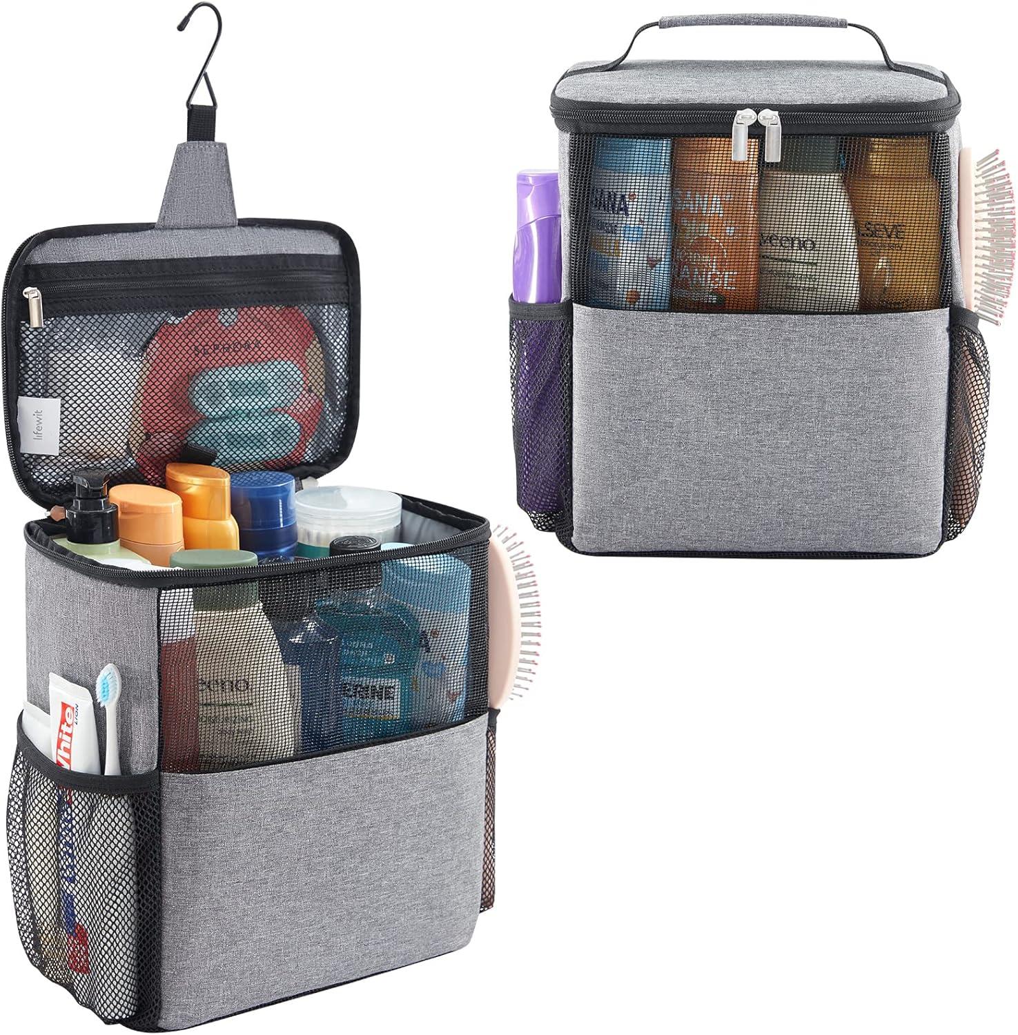 image:imageLifewit Mesh Shower Caddy Bag Portable for College Dorm Room Essentials Hanging Organizer Basket Quick Dry Tote Bag for Camping Bathroom Beach Travel Medium BlackGrey