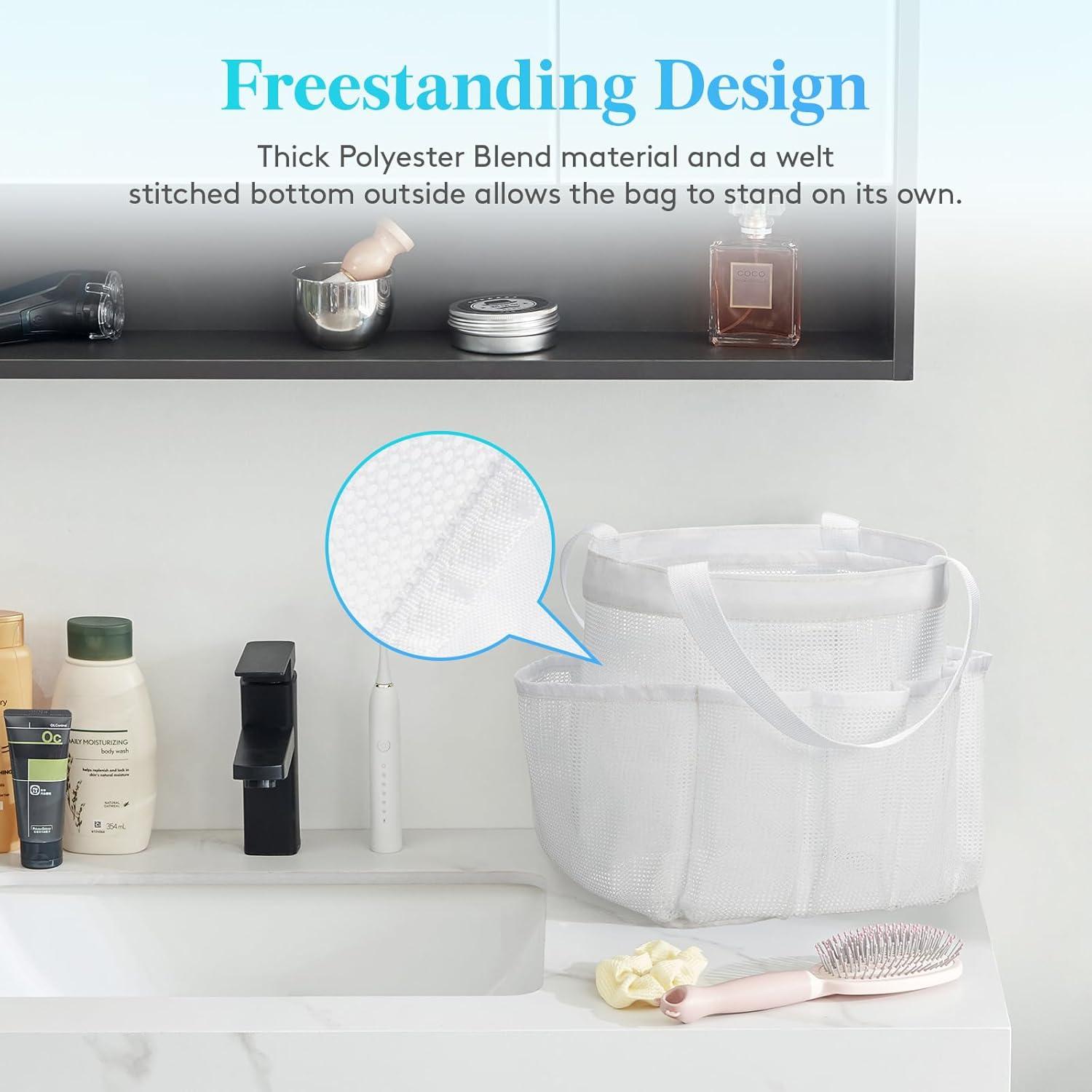 image:imageLifewit Mesh Shower Caddy Freestanding Portable Shower Tote Bag for College Dorm Bathroom Gym Travel Quick Dry Hanging Organizer with 7 Storage Pockets for Toiletry Essentials MediumBlackWhite