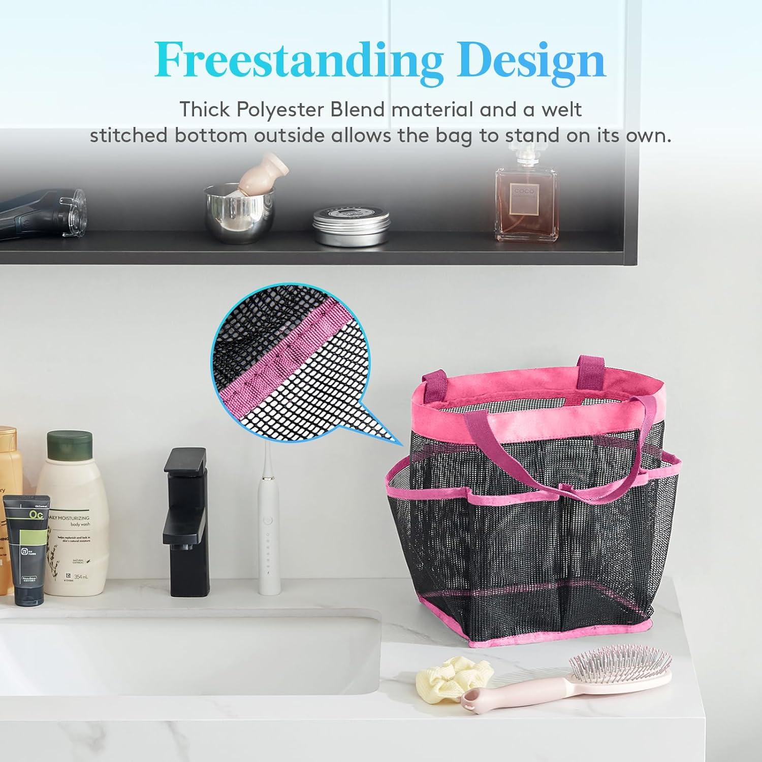 image:imageLifewit Mesh Shower Caddy Freestanding Portable Shower Tote Bag for College Dorm Bathroom Gym Travel Quick Dry Hanging Organizer with 7 Storage Pockets for Toiletry Essentials MediumBlackPink