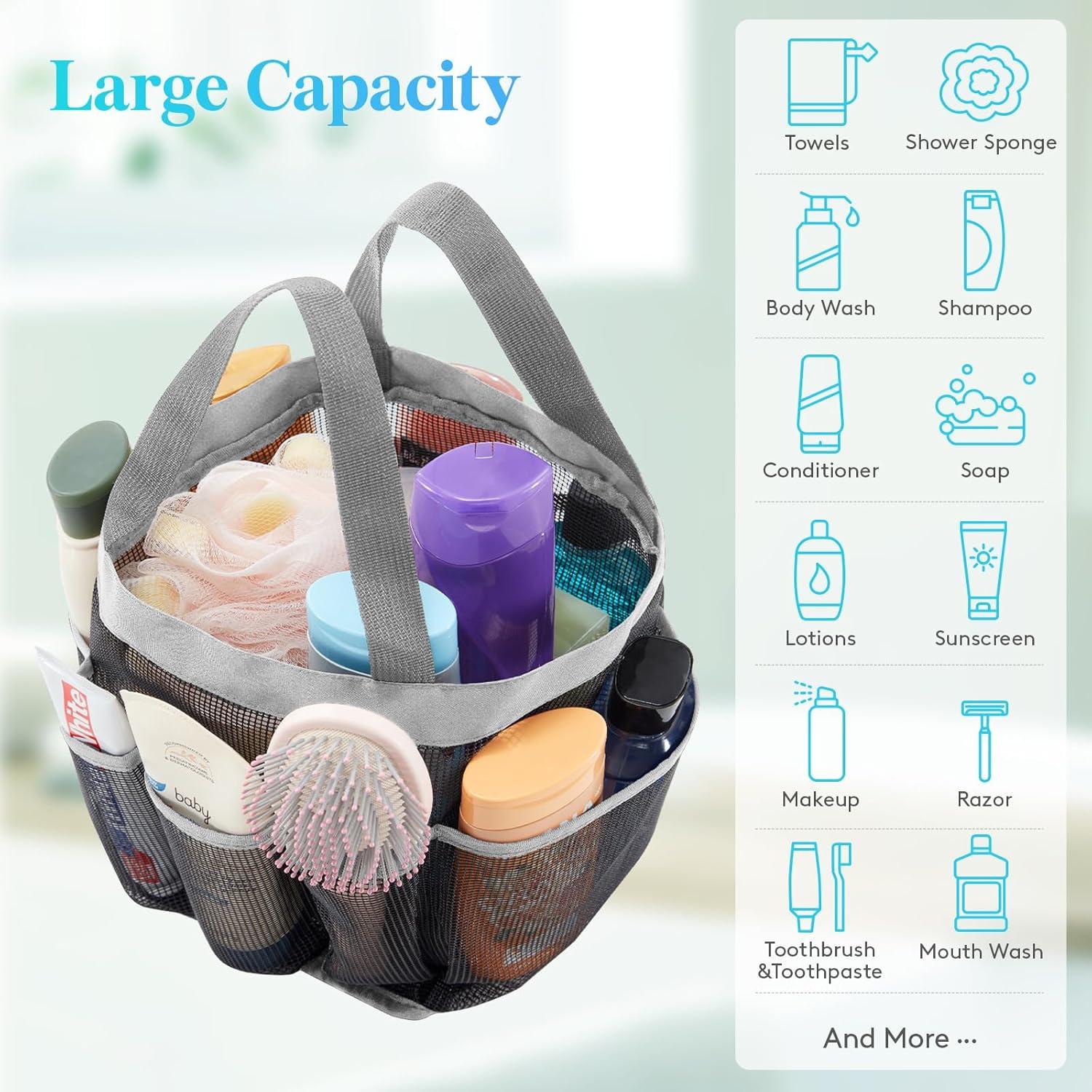 image:imageLifewit Mesh Shower Caddy Freestanding Portable Shower Tote Bag for College Dorm Bathroom Gym Travel Quick Dry Hanging Organizer with 7 Storage Pockets for Toiletry Essentials MediumBlackGrey