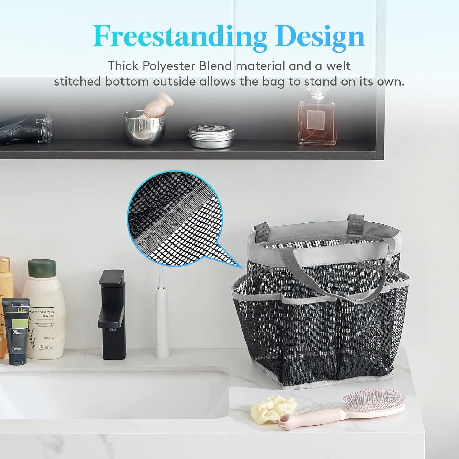 image:imageLifewit Mesh Shower Caddy Freestanding Portable Shower Tote Bag for College Dorm Bathroom Gym Travel Quick Dry Hanging Organizer with 7 Storage Pockets for Toiletry Essentials MediumBlackGrey