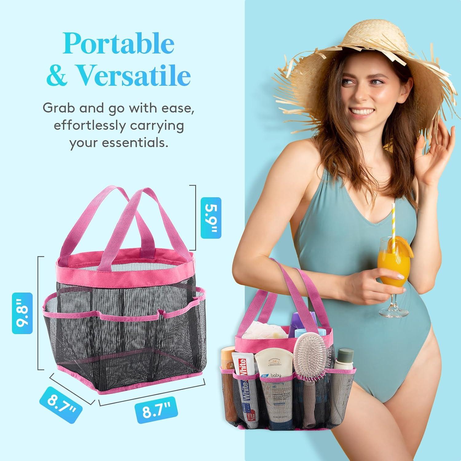 image:imageLifewit Mesh Shower Caddy Freestanding Portable Shower Tote Bag for College Dorm Bathroom Gym Travel Quick Dry Hanging Organizer with 7 Storage Pockets for Toiletry Essentials MediumBlackPink