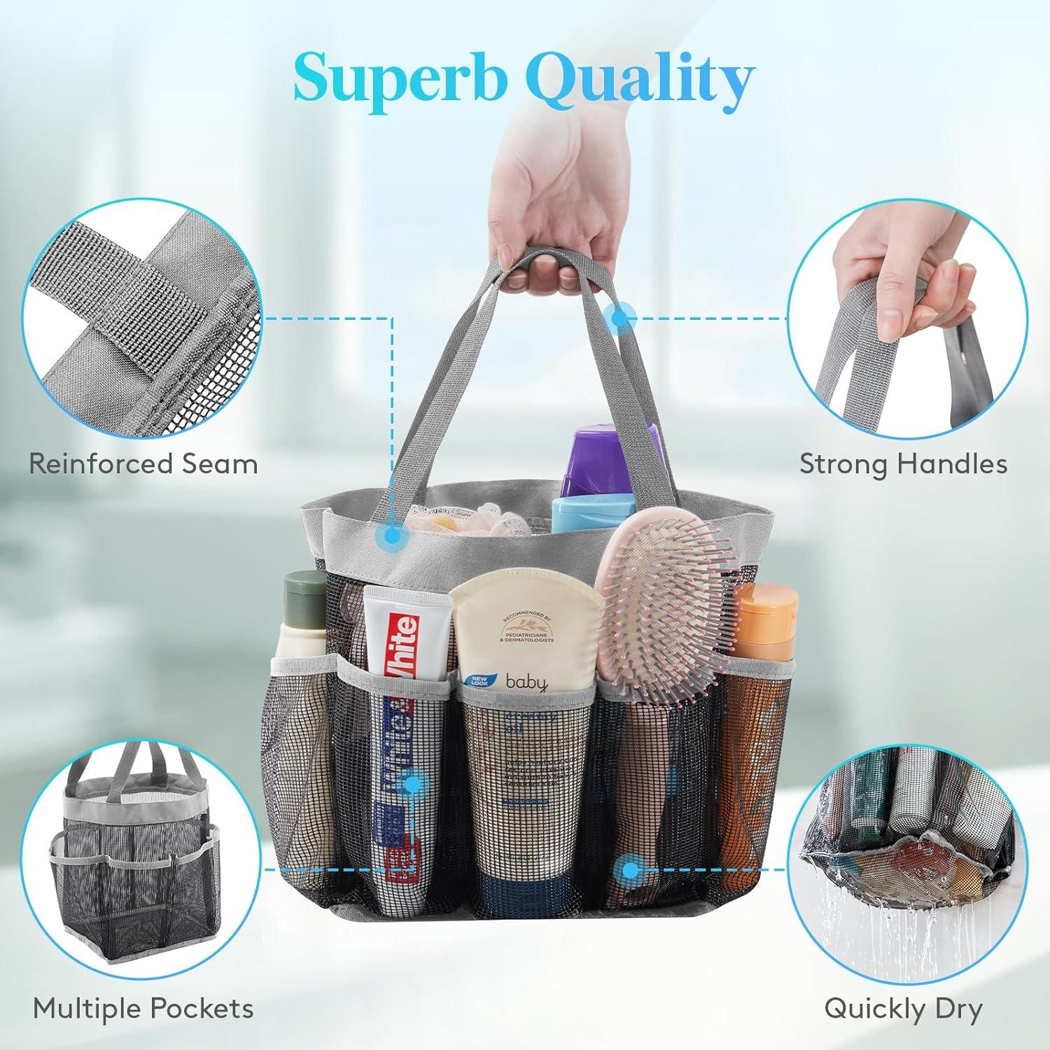 image:imageLifewit Mesh Shower Caddy Freestanding Portable Shower Tote Bag for College Dorm Bathroom Gym Travel Quick Dry Hanging Organizer with 7 Storage Pockets for Toiletry Essentials MediumBlackGrey