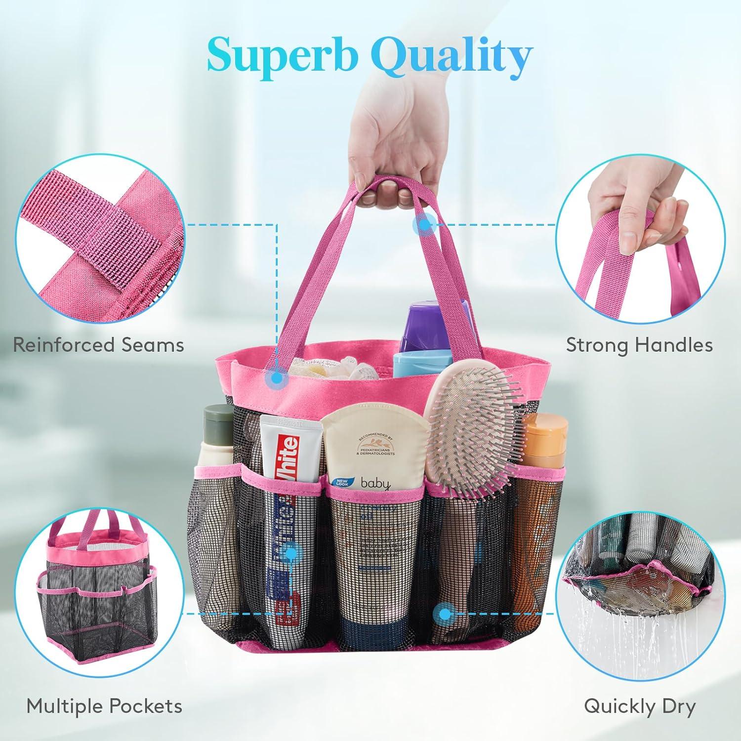 image:imageLifewit Mesh Shower Caddy Freestanding Portable Shower Tote Bag for College Dorm Bathroom Gym Travel Quick Dry Hanging Organizer with 7 Storage Pockets for Toiletry Essentials MediumBlackPink
