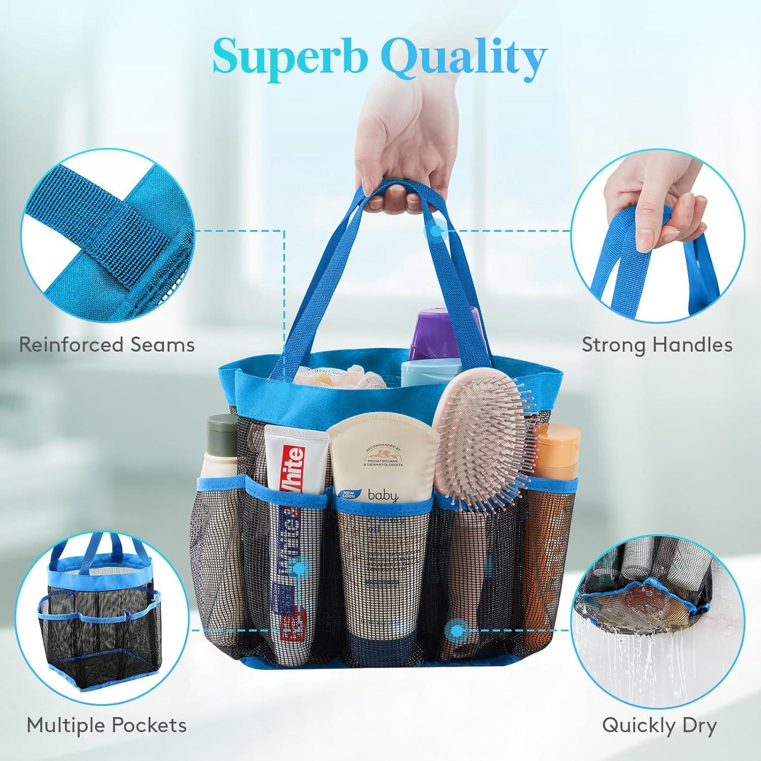 image:imageLifewit Mesh Shower Caddy Freestanding Portable Shower Tote Bag for College Dorm Bathroom Gym Travel Quick Dry Hanging Organizer with 7 Storage Pockets for Toiletry Essentials MediumBlackBlue