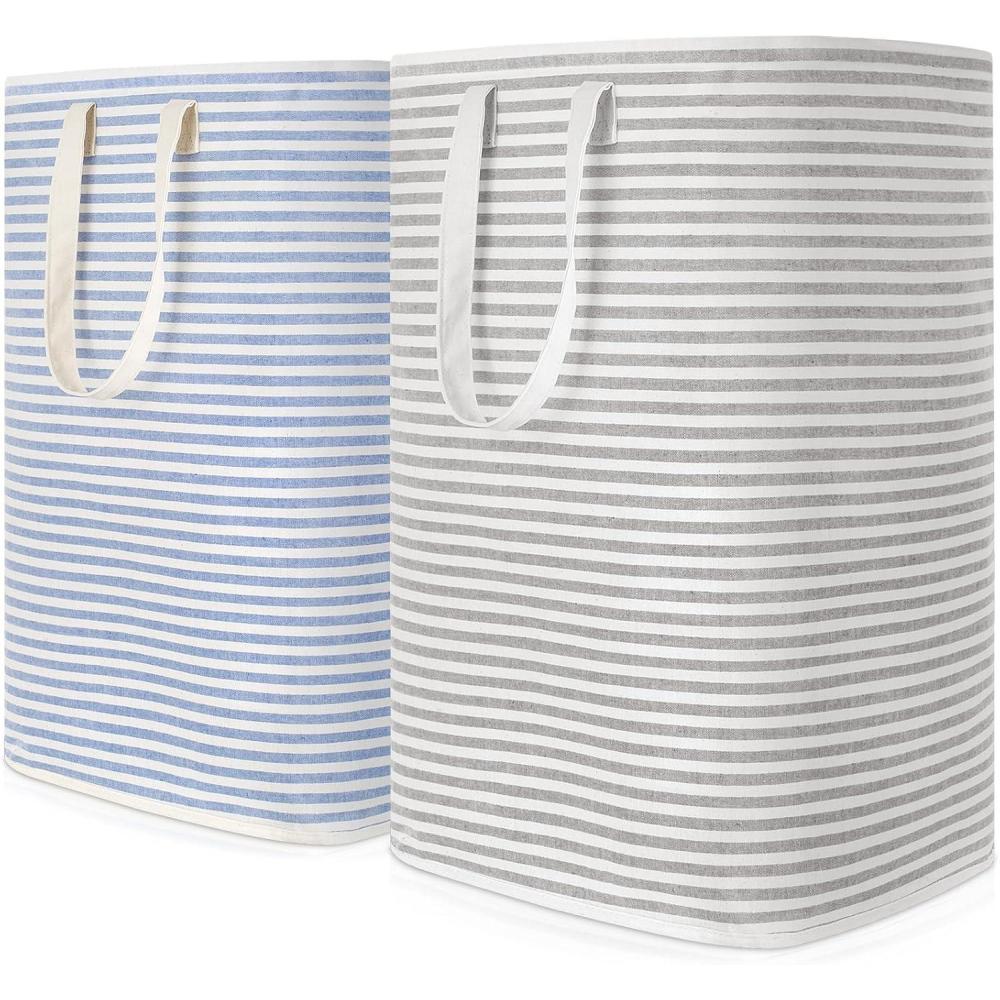 image:imageLifewit 2 Pack Laundry Hamper Large Collapsible Laundry Baskets Freestanding Waterproof Clothes Hamper with Easy Carry Handles in Laundry Room Bedroom Bathroom College Dorm for Adults Grey 2 x 80LGreyBlue
