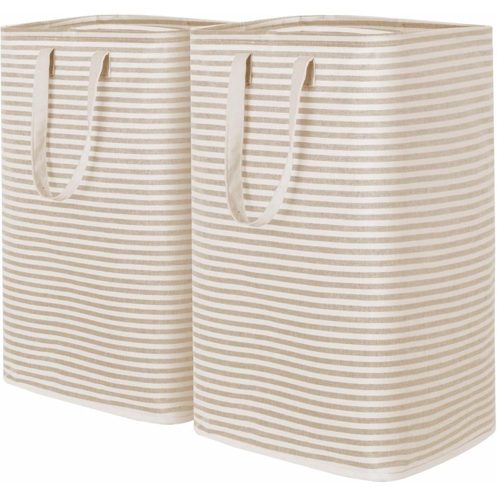 image:imageLifewit 2 Pack Laundry Hamper Large Collapsible Laundry Baskets Freestanding Waterproof Clothes Hamper with Easy Carry Handles in Laundry Room Bedroom Bathroom College Dorm for Adults Grey 2 x 80LBeige