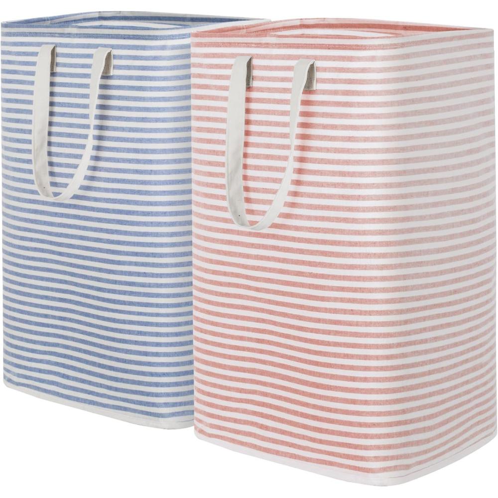 image:imageLifewit 2 Pack Laundry Hamper Large Collapsible Laundry Baskets Freestanding Waterproof Clothes Hamper with Easy Carry Handles in Laundry Room Bedroom Bathroom College Dorm for Adults Grey 2 x 80LBluePink