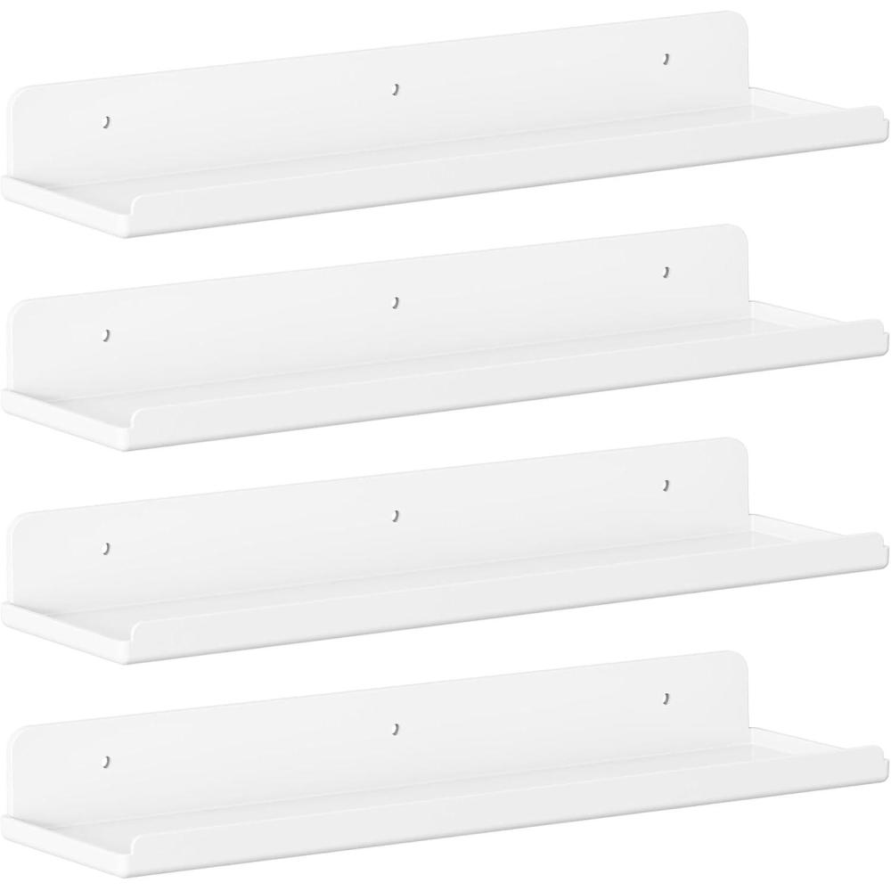 image:imageLifewit Floating Shelves for Wall 6 Pack 15 Clear Acrylic Shelf Room Decor for BookFiguresPhotoMakeup in Bathroom Book Shelf Living Room Bedroom Kitchen Storage and OrganizationWhite