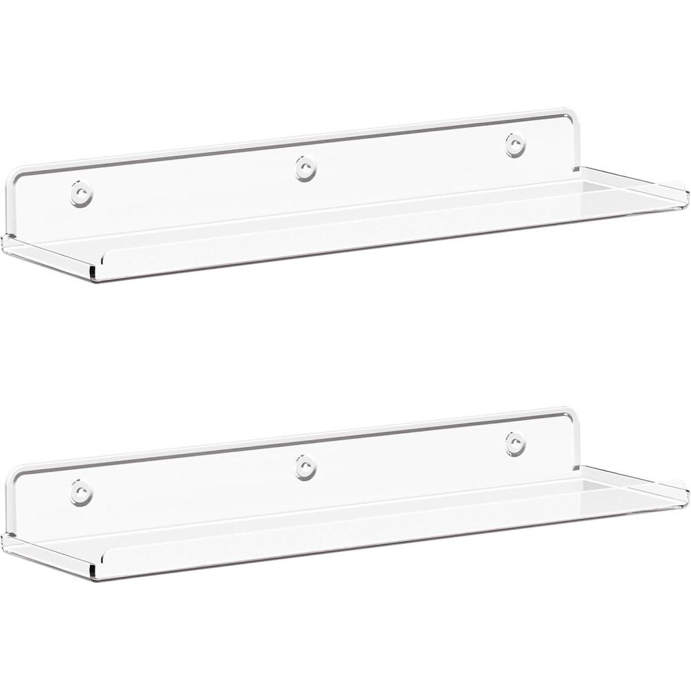 image:imageLifewit Floating Shelves for Wall 6 Pack 15 Clear Acrylic Shelf Room Decor for BookFiguresPhotoMakeup in Bathroom Book Shelf Living Room Bedroom Kitchen Storage and OrganizationClear