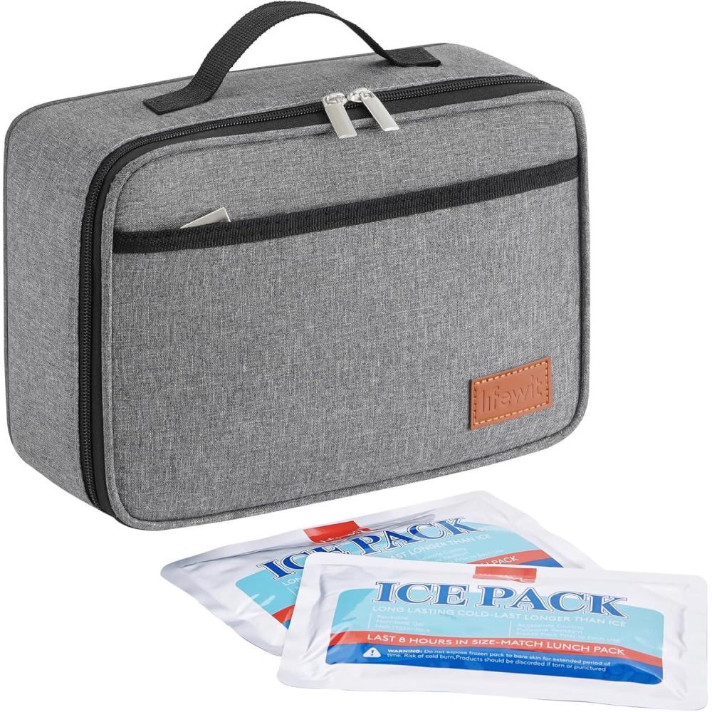 image:imageLifewit Freezable Lunch Box Insulated Reusable Lunch Bag with 2 Ice Packs Mini Cooler Snack Bag for Bento Box for Salad Sandwich Snacks fo Men Women for Work Black 5LGray