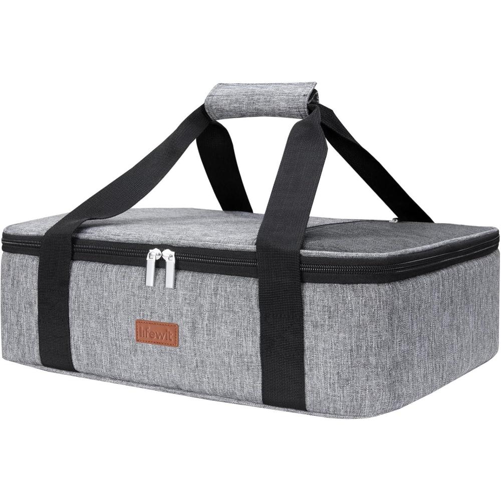 image:imageLifewit Insulated Single Decker Casserole Carrier for Hot or Cold Food Casserole Dish Carrying Case Lasagna Holder for Potluck Parties Picnic and Cookouts Fits 9x13 Baking Dish GreyGrey