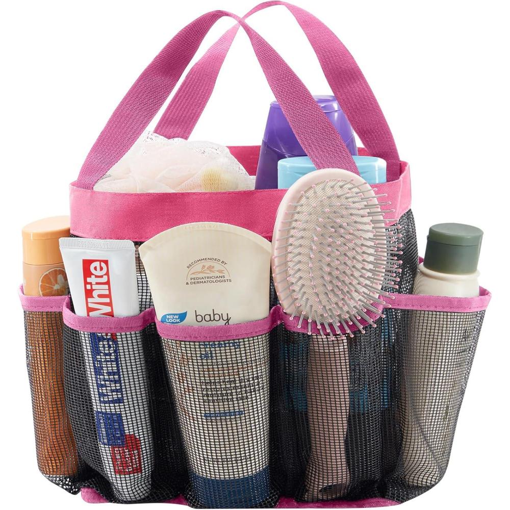 image:imageLifewit Mesh Shower Caddy Freestanding Portable Shower Tote Bag for College Dorm Bathroom Gym Travel Quick Dry Hanging Organizer with 7 Storage Pockets for Toiletry Essentials MediumBlackPink