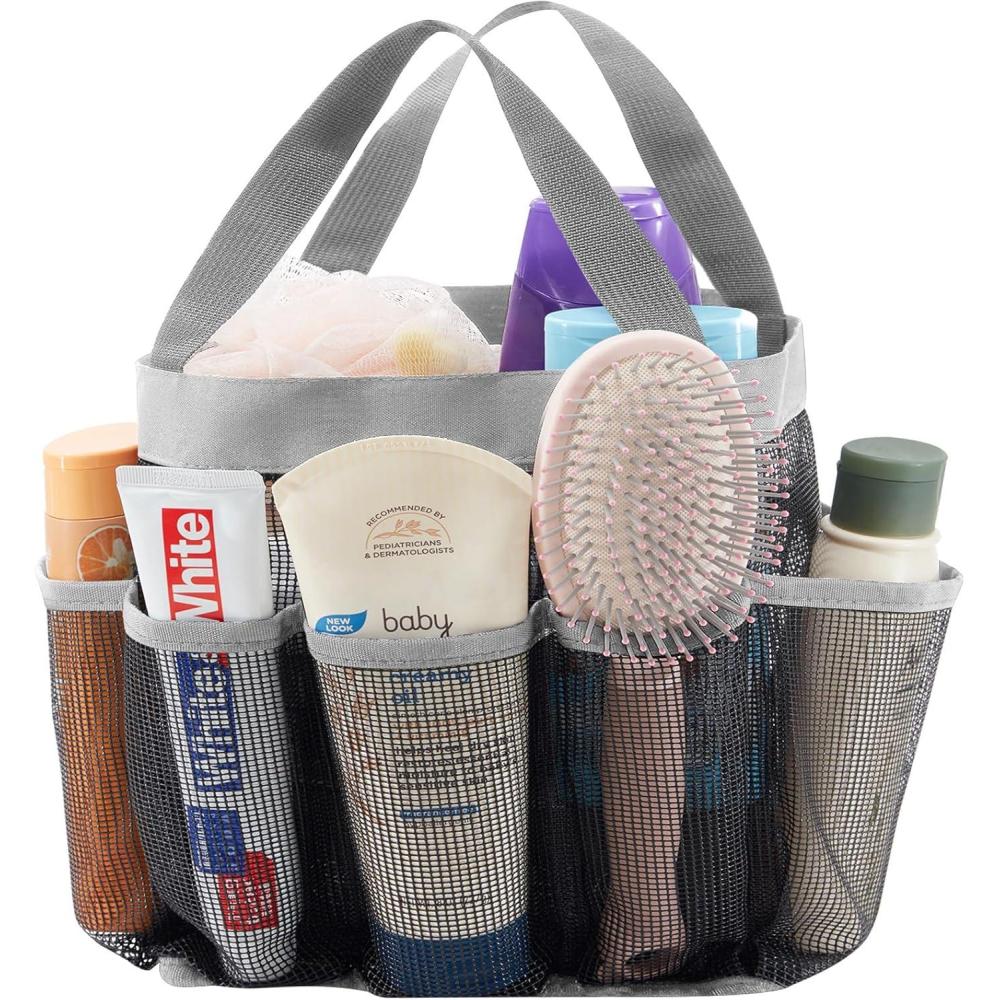 image:imageLifewit Mesh Shower Caddy Freestanding Portable Shower Tote Bag for College Dorm Bathroom Gym Travel Quick Dry Hanging Organizer with 7 Storage Pockets for Toiletry Essentials MediumBlackGrey