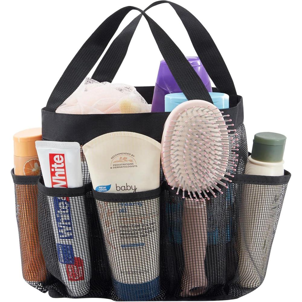 image:imageLifewit Mesh Shower Caddy Freestanding Portable Shower Tote Bag for College Dorm Bathroom Gym Travel Quick Dry Hanging Organizer with 7 Storage Pockets for Toiletry Essentials MediumBlackBlack